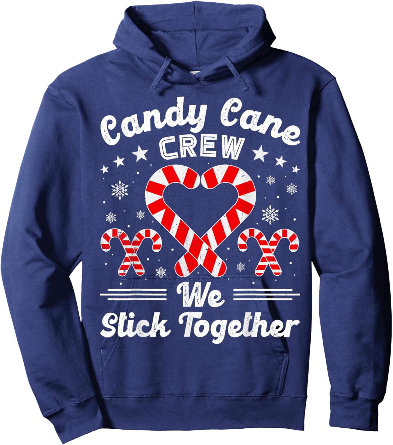 Christmas Candy Cane Heart Crew Family Matching Pajamas Hoodie - Hoodie | Navy