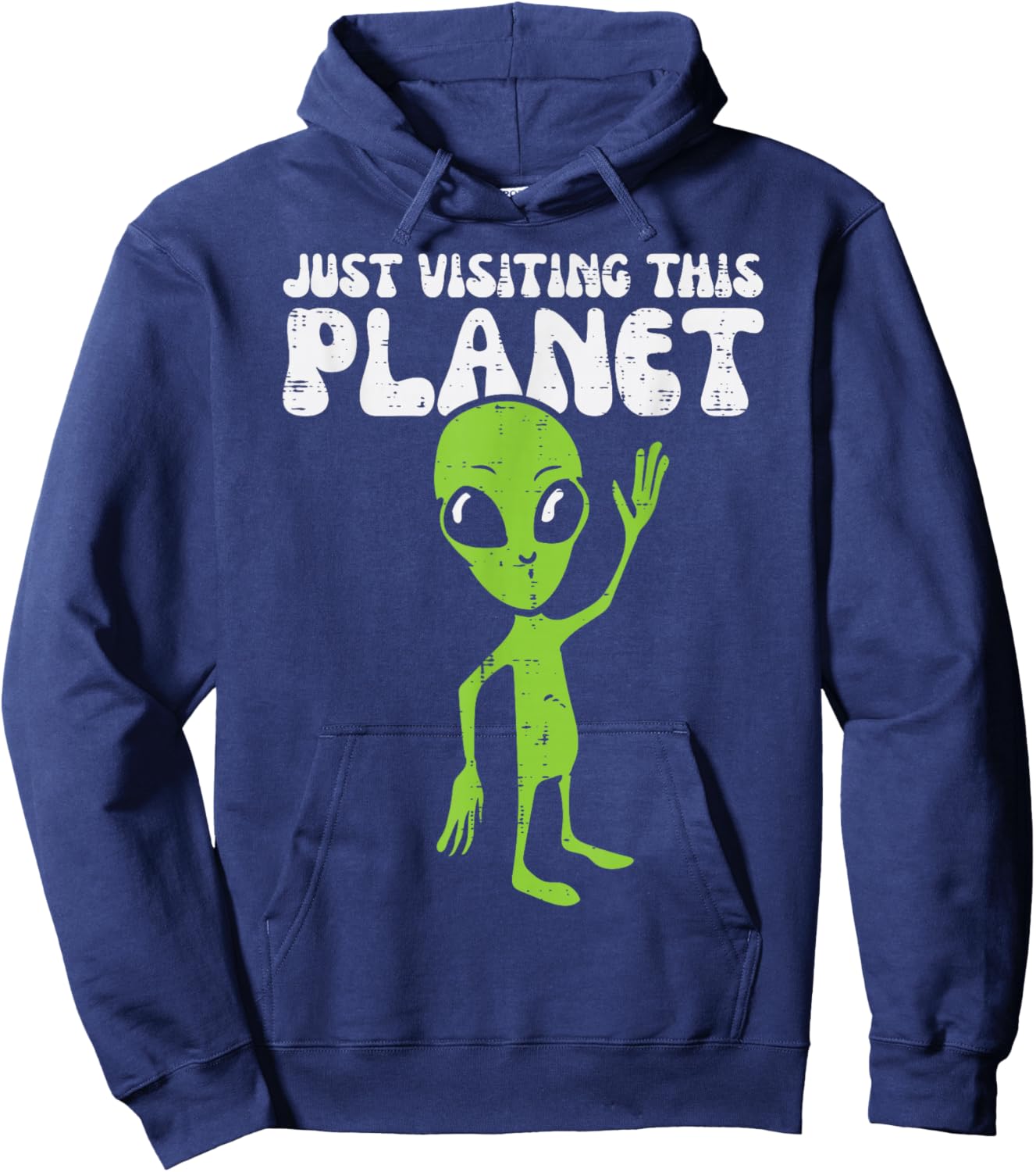 Alien Wave Just Visiting This Planet Funny Kids Men Women Hoodie - Hoodie | Navy
