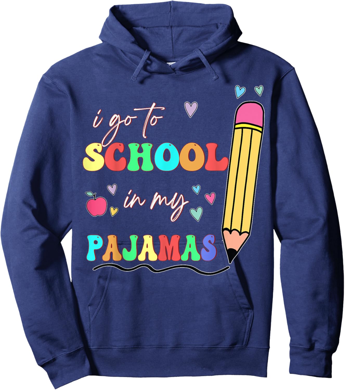 I Go To School In My Pajamas Online Teacher Home School Hoodie - Hoodie | Navy