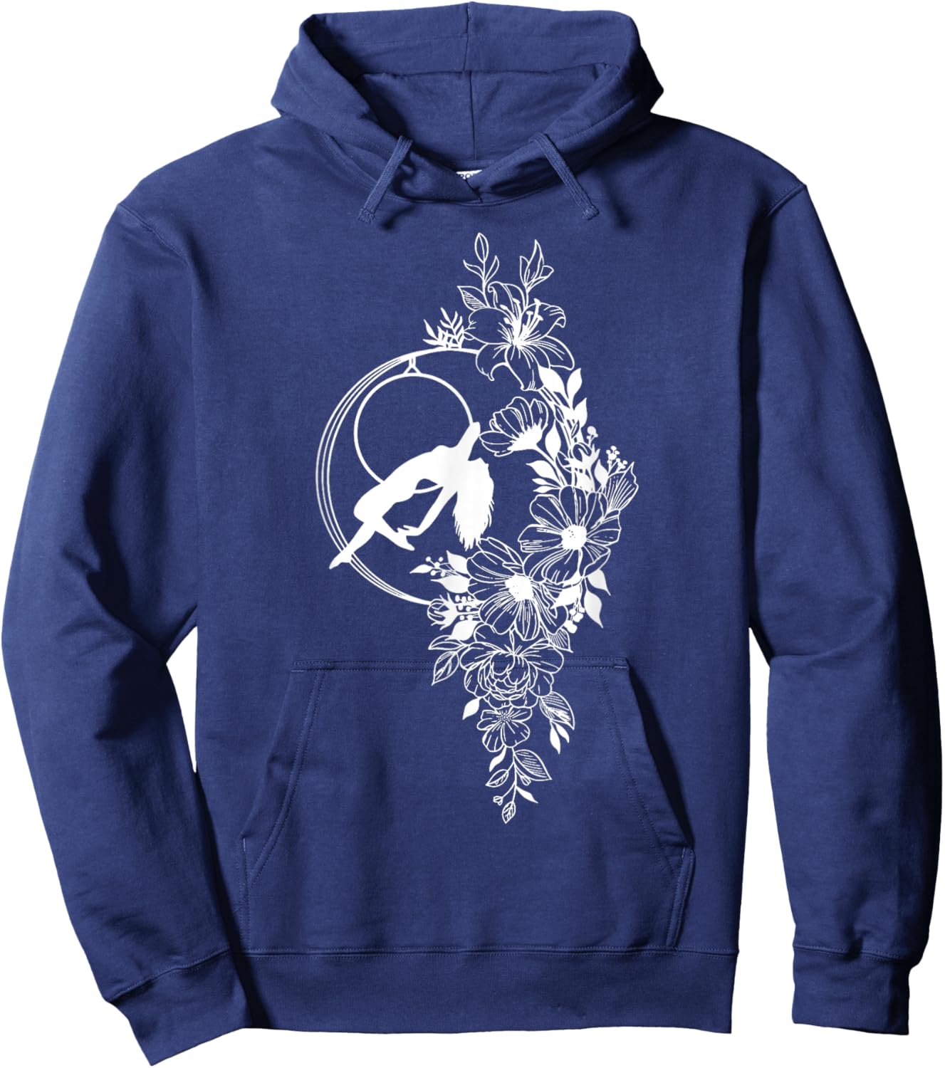 Retro Aerial Hoop Floral Hoop Women Dancer Aerial Acrobatics Hoodie - Hoodie | Navy