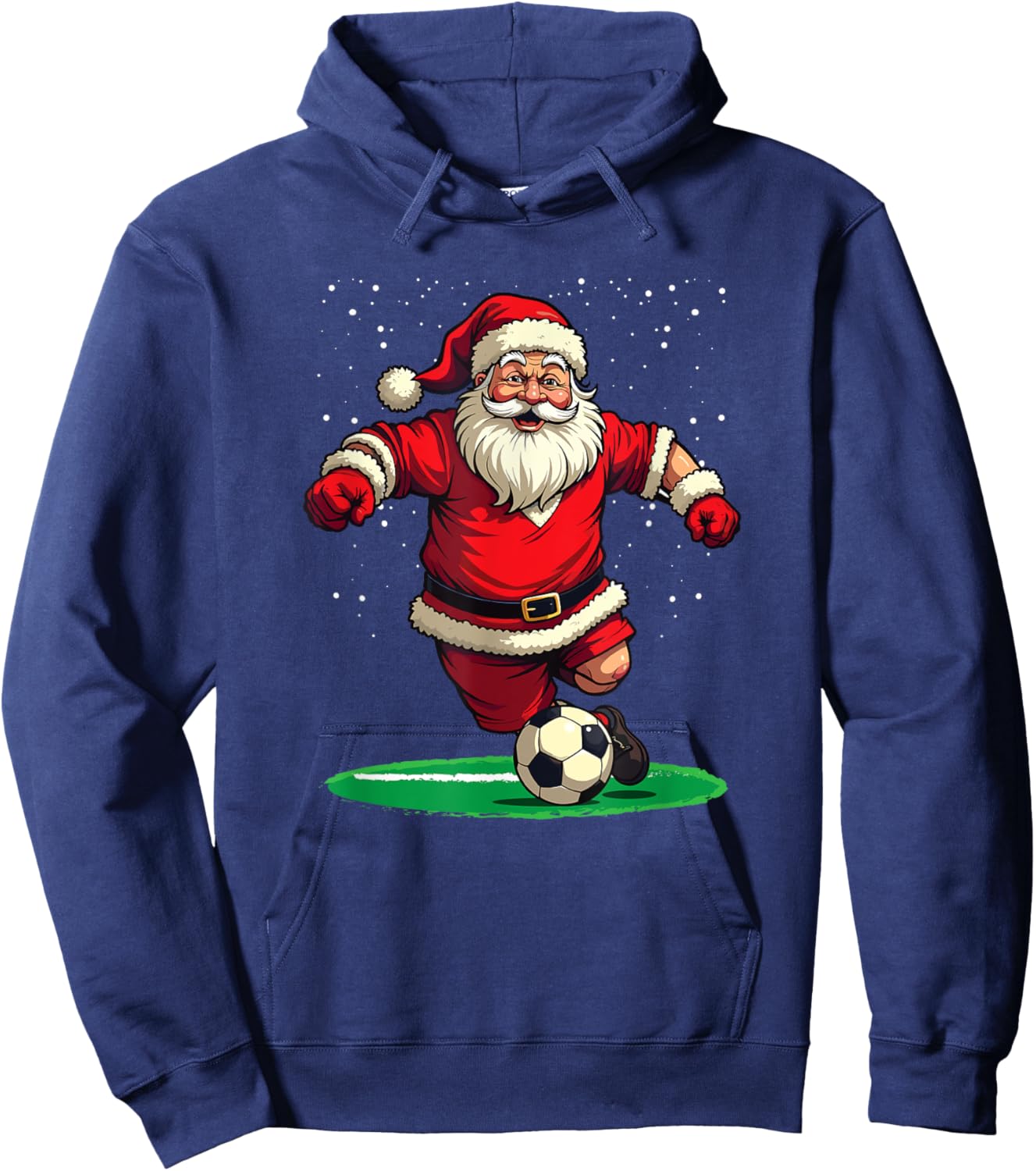 Santa Playing Soccer Christmas Football Fan Hoodie - Hoodie | Navy