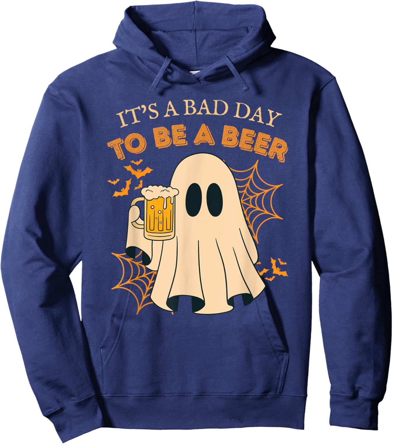 It's a Bad Day to Be a Beer Vintage Funny Ghost Halloween Hoodie - Hoodie | Navy