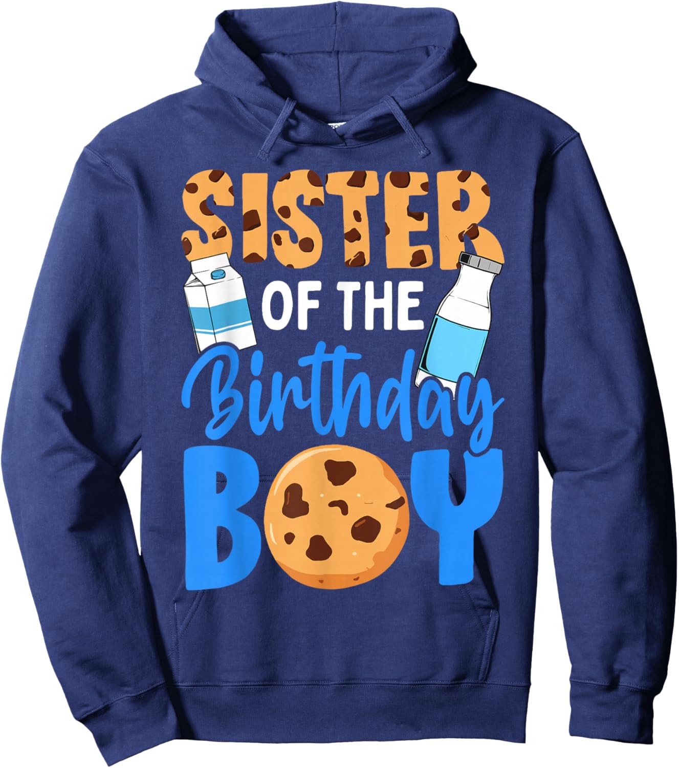 Sister of the birthday boy Milk and Cookies 1st birthday Hoodie - Hoodie | Navy