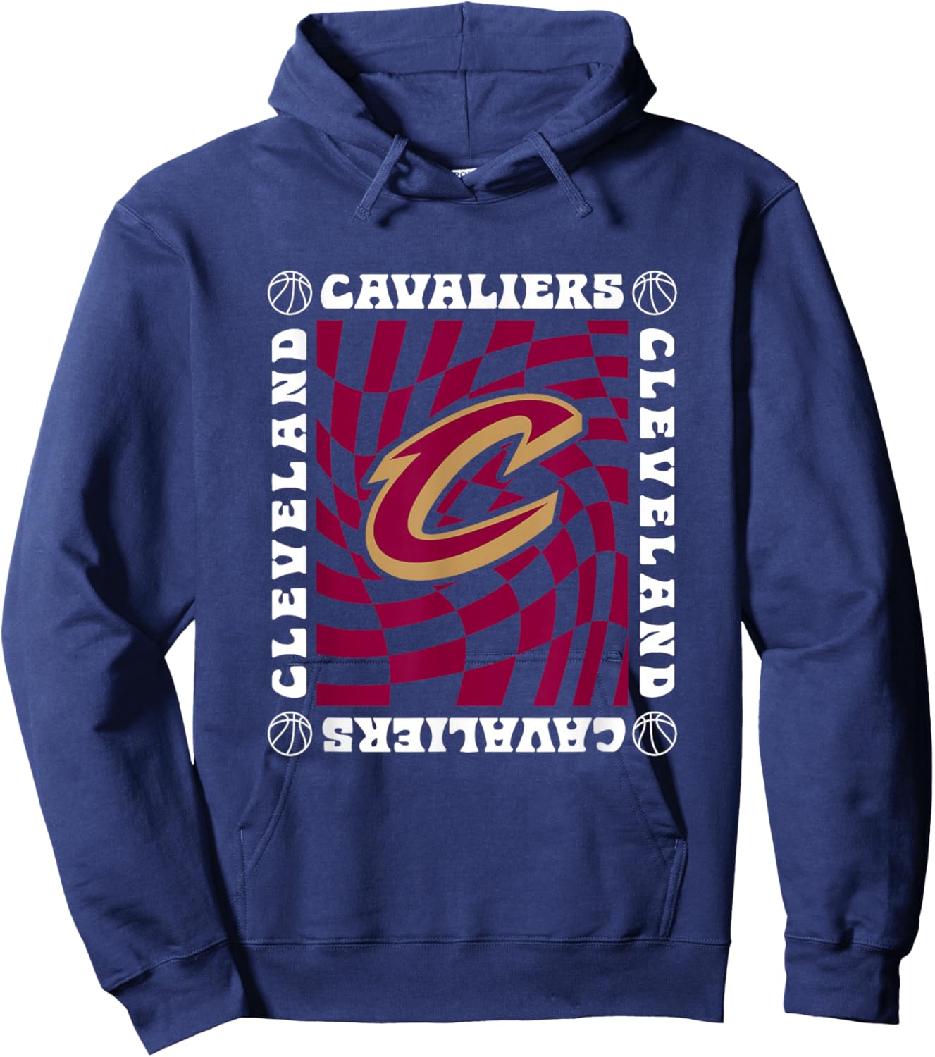 NBA Cleveland Cavaliers Retro Checkerboard Wave Hoodie - Hoodie | Navy