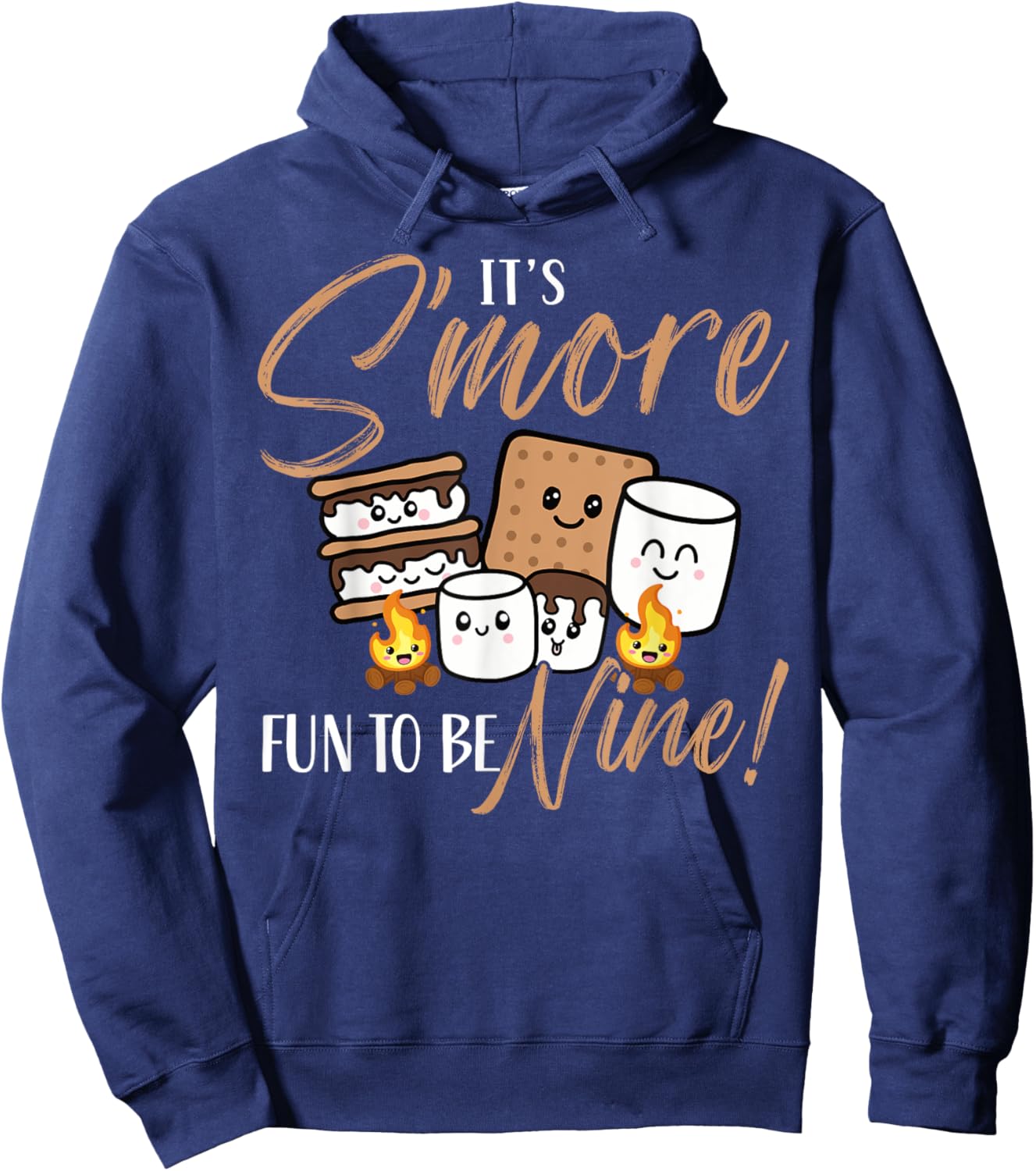 Birthday Campfire Marshmallow It's S'more Fun To Be Nine 9th Hoodie - Hoodie | Navy