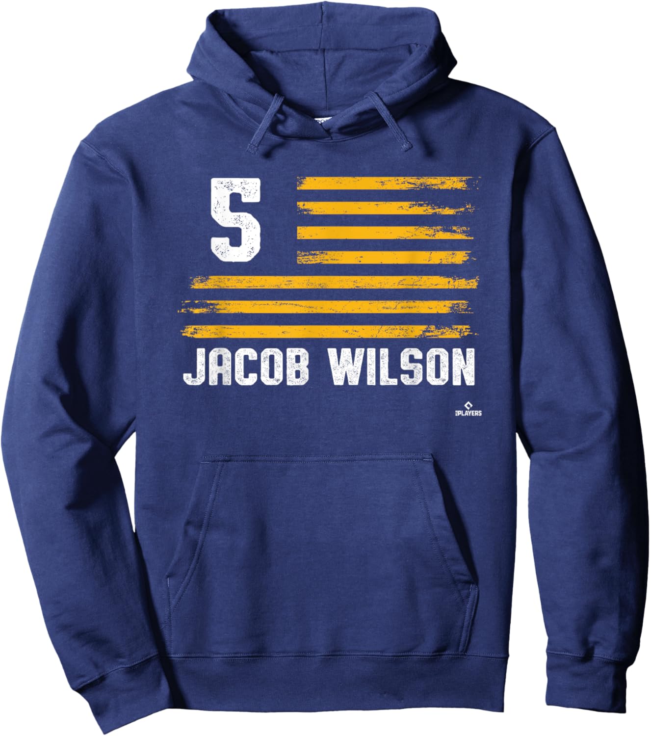 Flag Stripes Jacob Wilson Oakland Baseball MLBPA Hoodie - Hoodie | Navy