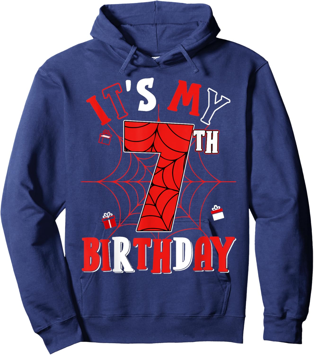 Birthday Party Spider Web Costume It's My 7th Birthday Hoodie - Hoodie | Navy