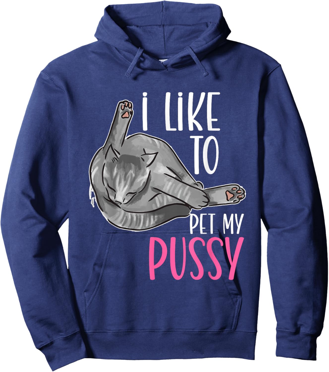Inappropriate I Like To Pet My Pussy Naughty Adult Humor Hoodie - Hoodie | Navy