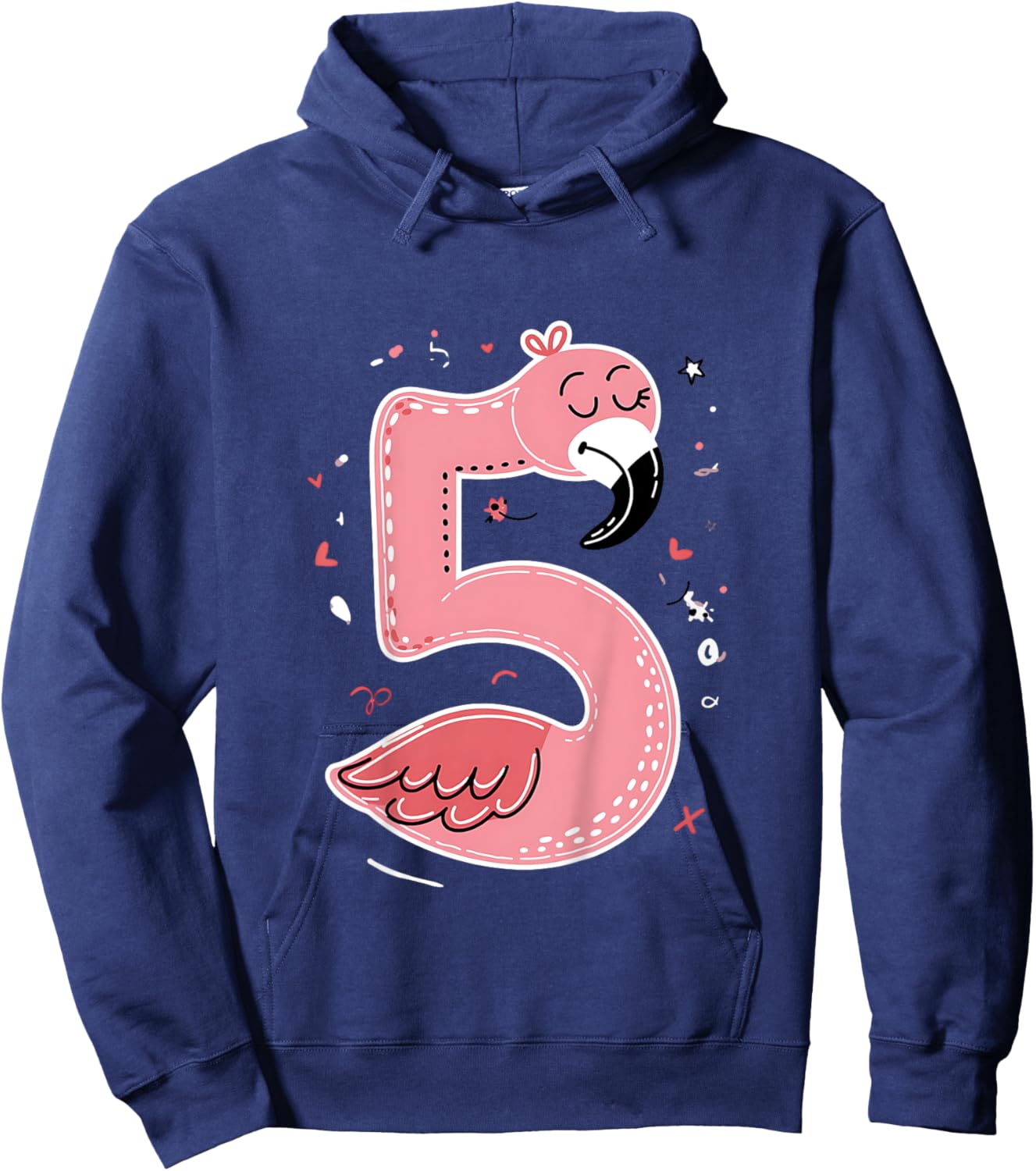 Celebrate 5 Years Old Party For Flamingo Birthday Girl Hoodie - Hoodie | Navy