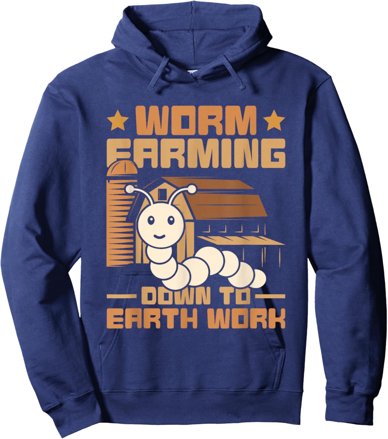 Down To Earth Work- Worm Farming Worm Farmer Hoodie - Hoodie | Navy