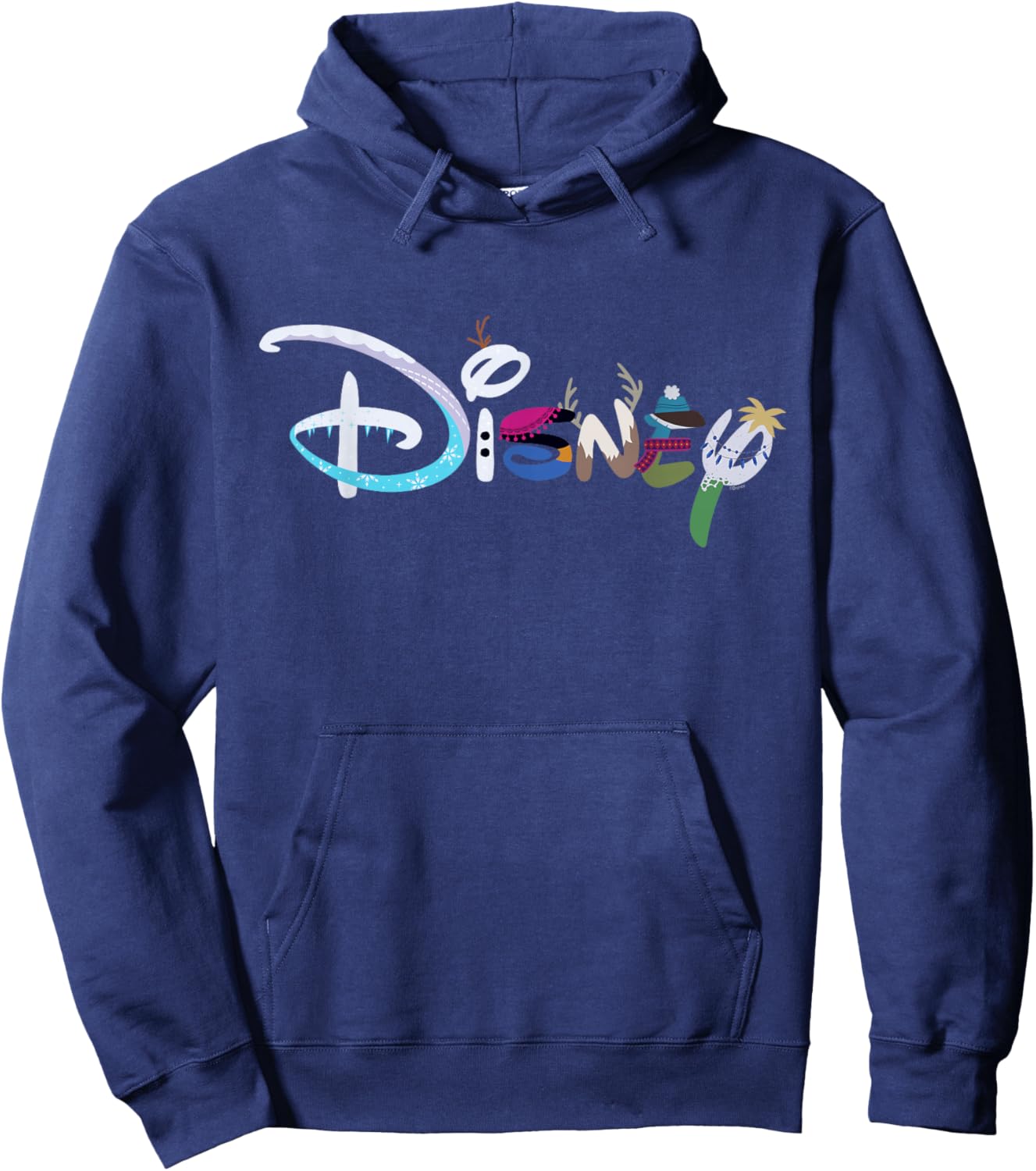 Disney Logo Elsa Anna Olaf Kristoff Sven Frozen Characters Hoodie - Hoodie | Navy
