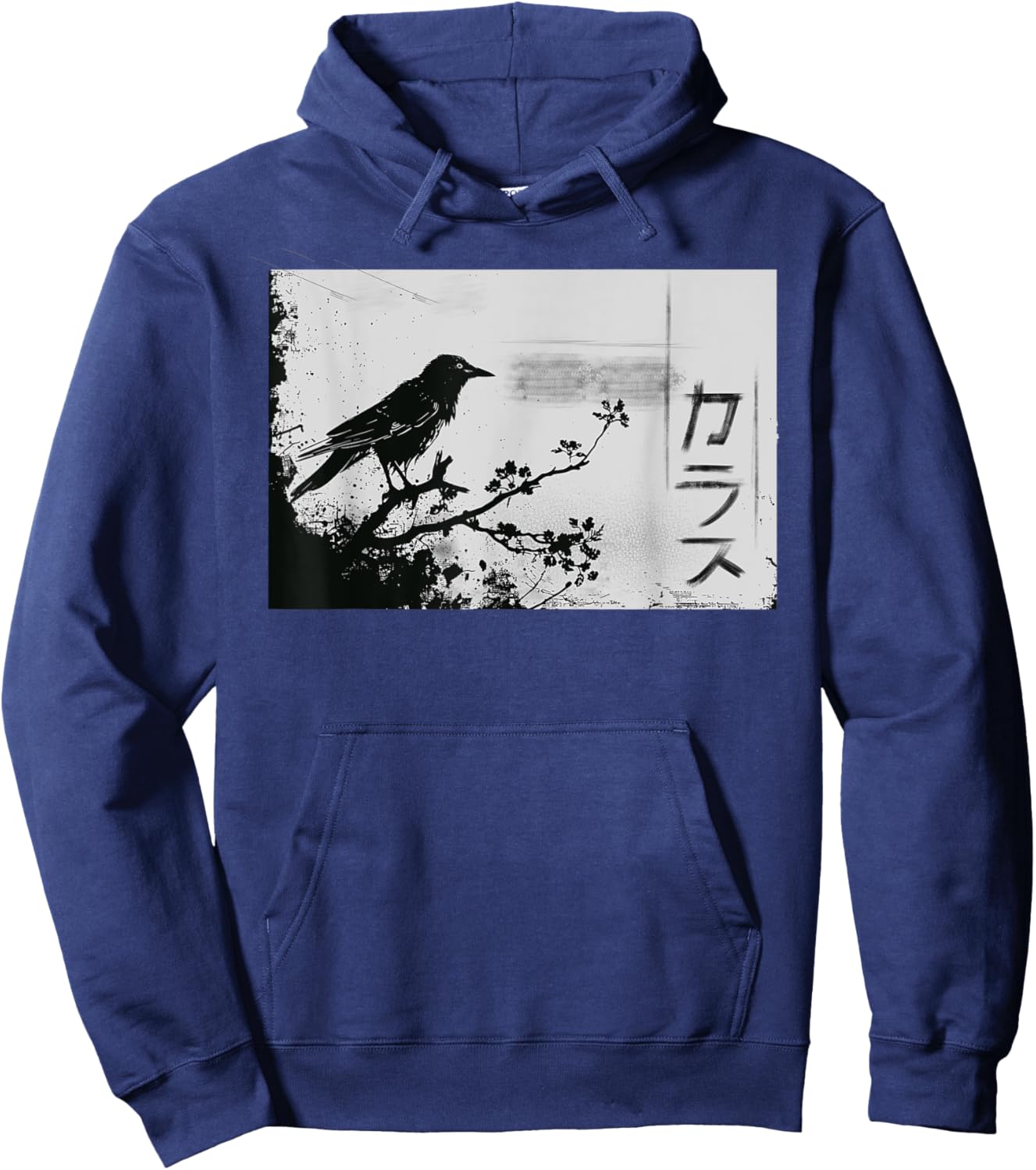 Japanese art, Japanese Kyosai Crow/Raven Woodblock Art Style Hoodie - Hoodie | Navy