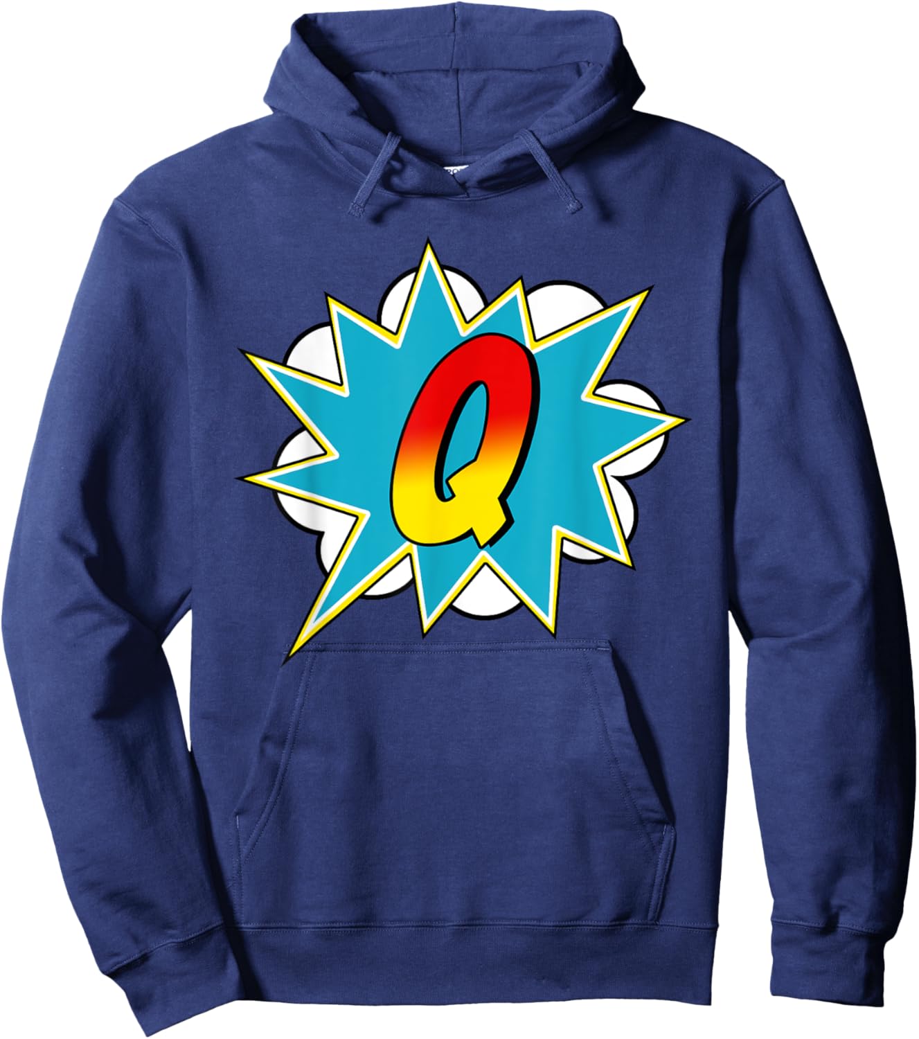 Letter Q Superhero Name Comic Letter Retro Costume Hoodie - Hoodie | Navy