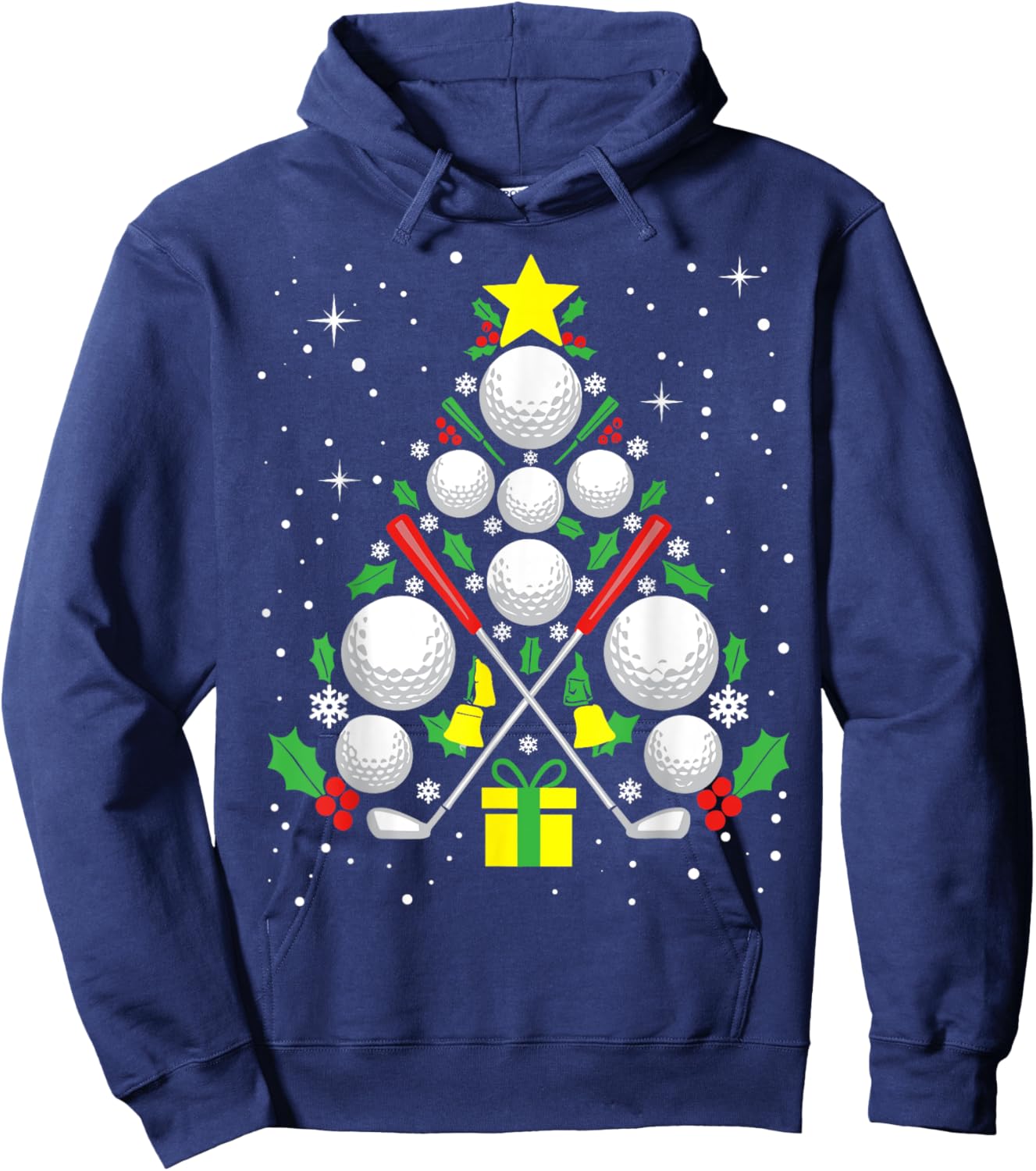 Funny Golf Player Xmas Lights Golf Christmas Tree Hoodie - Hoodie | Navy