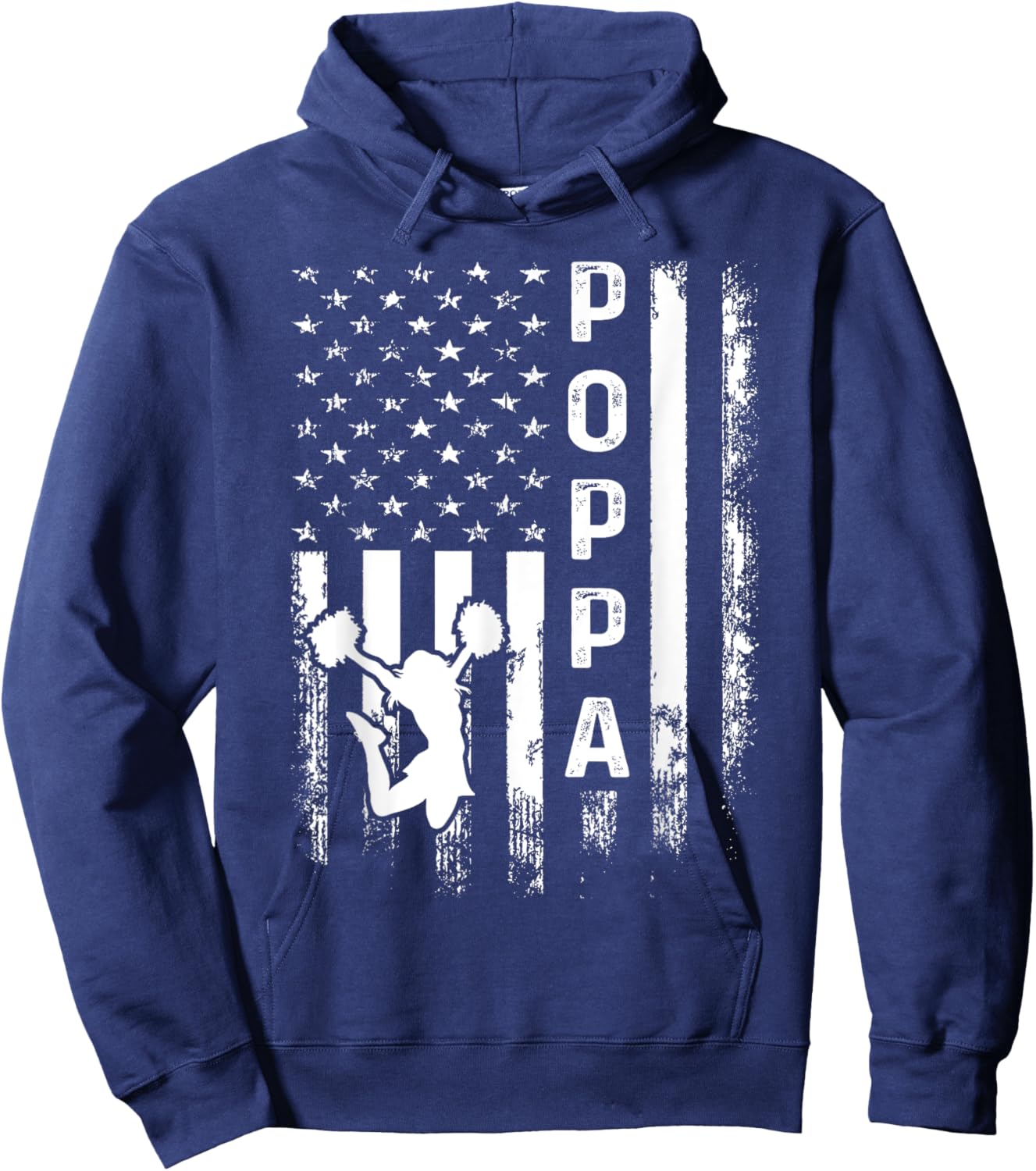 Cheerleader Cheer Poppa America Flag Vintage Xmas Hoodie - Hoodie | Navy