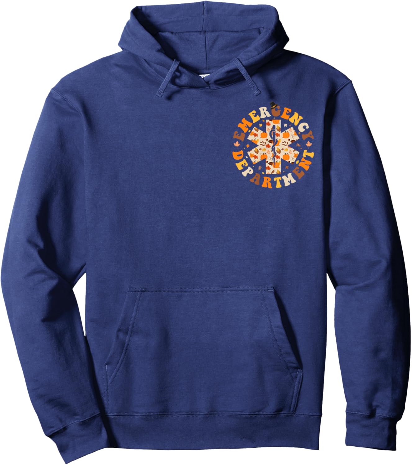 Emergency Department ER Nurse Fall Pumpkin Thanksgiving Hoodie - Hoodie | Navy