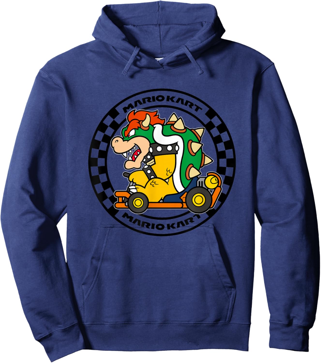 Mario Kart Bower Koopa Vintage Race Circle Hoodie - Hoodie | Navy