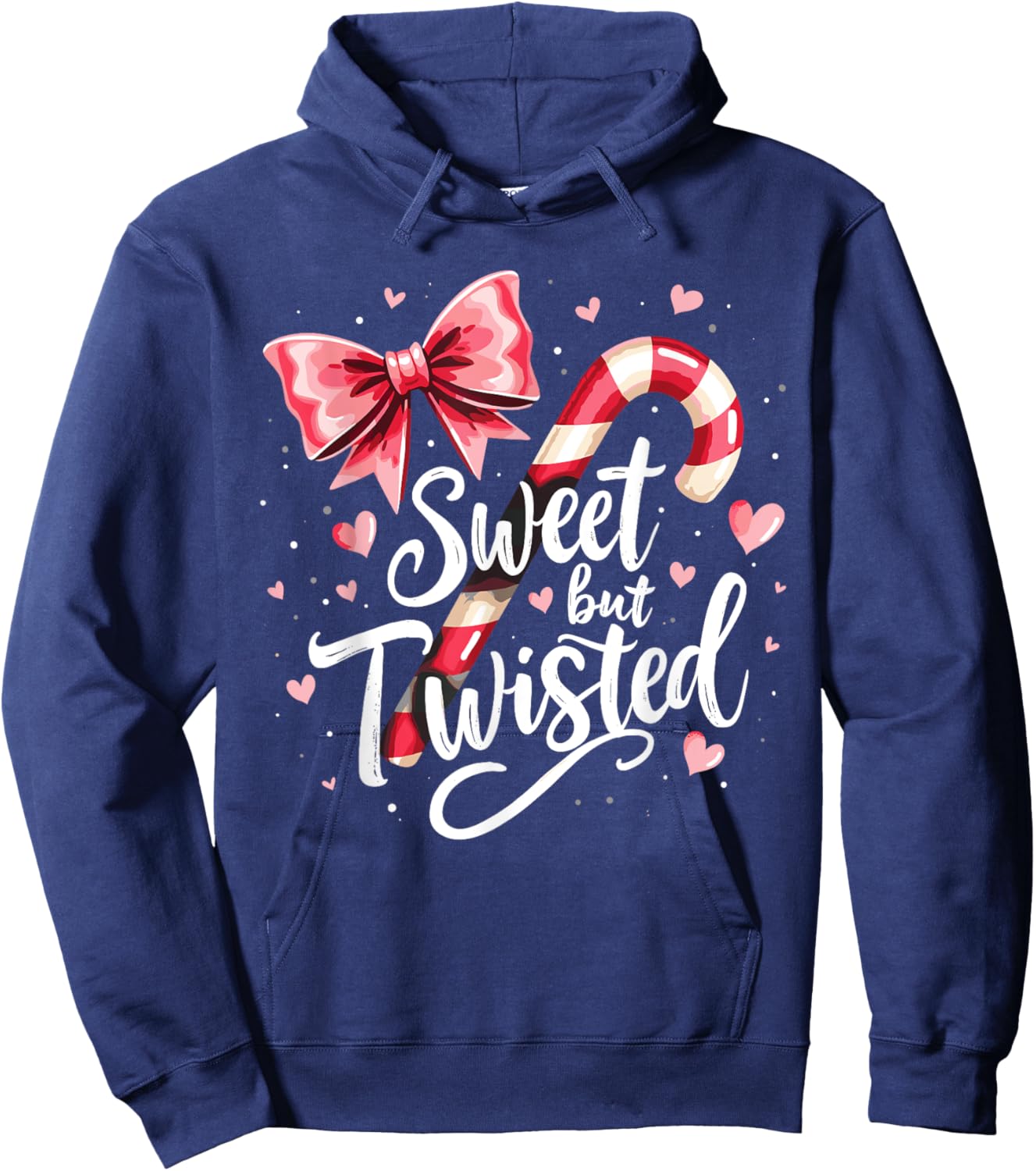 Sweet But Twisted Holiday Cheer Candy Cane Style Hoodie - Hoodie | Navy