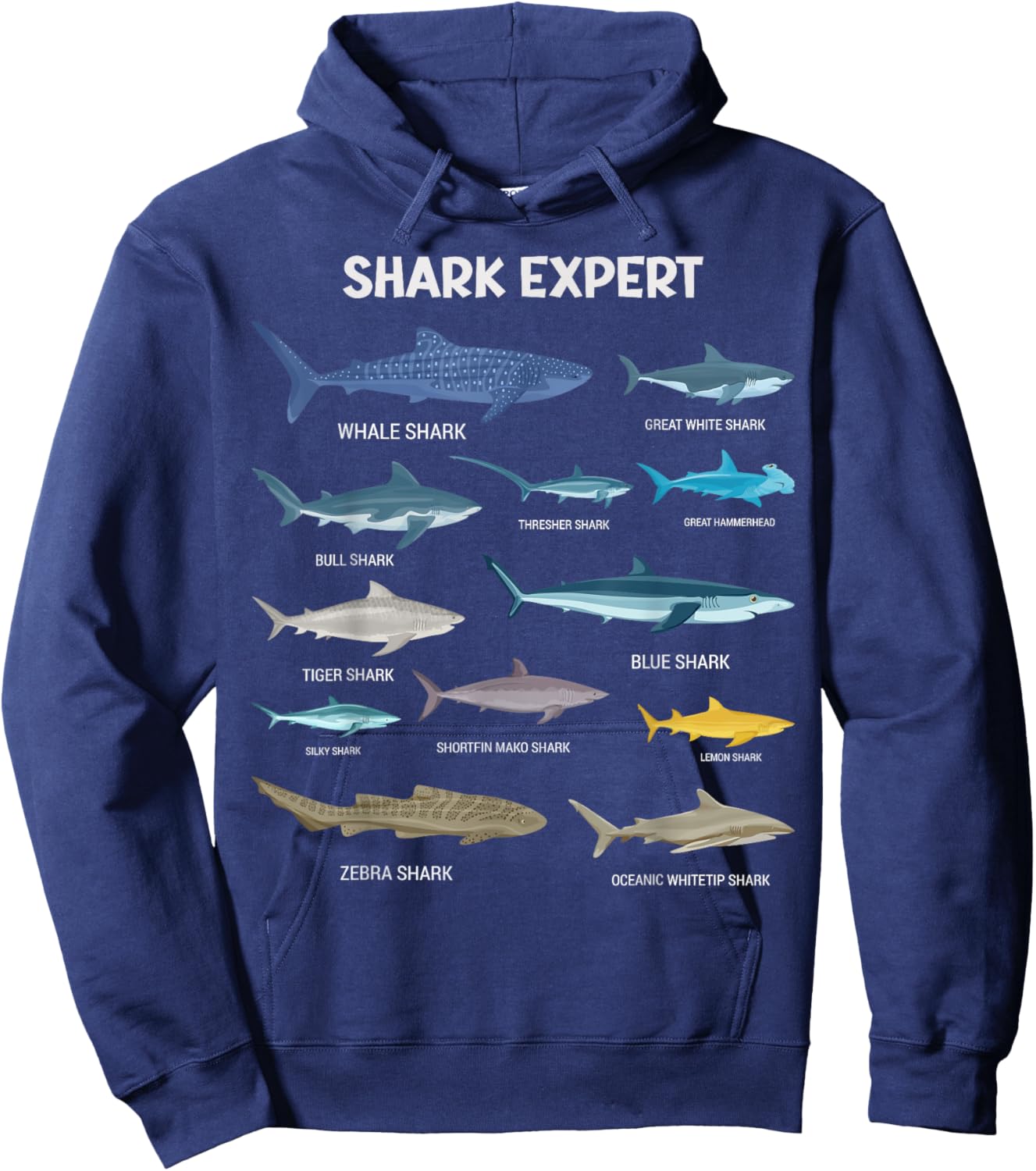 Shark Species , Kids & Toddler Boys Shark Hoodie - Hoodie | Navy