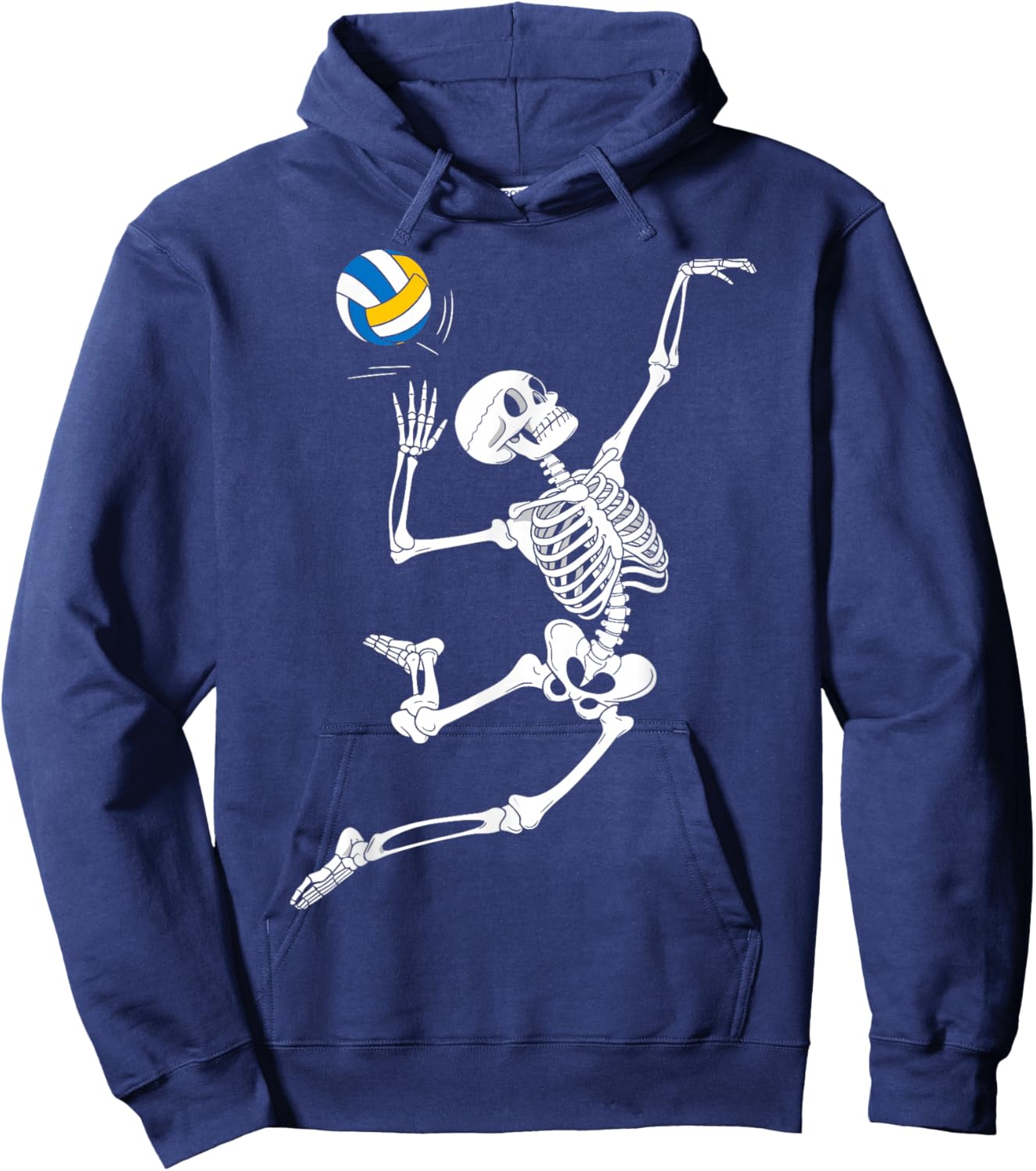 Funny Skeleton Playing Volleyball Lovers Spooky Halloween Hoodie - Hoodie | Navy