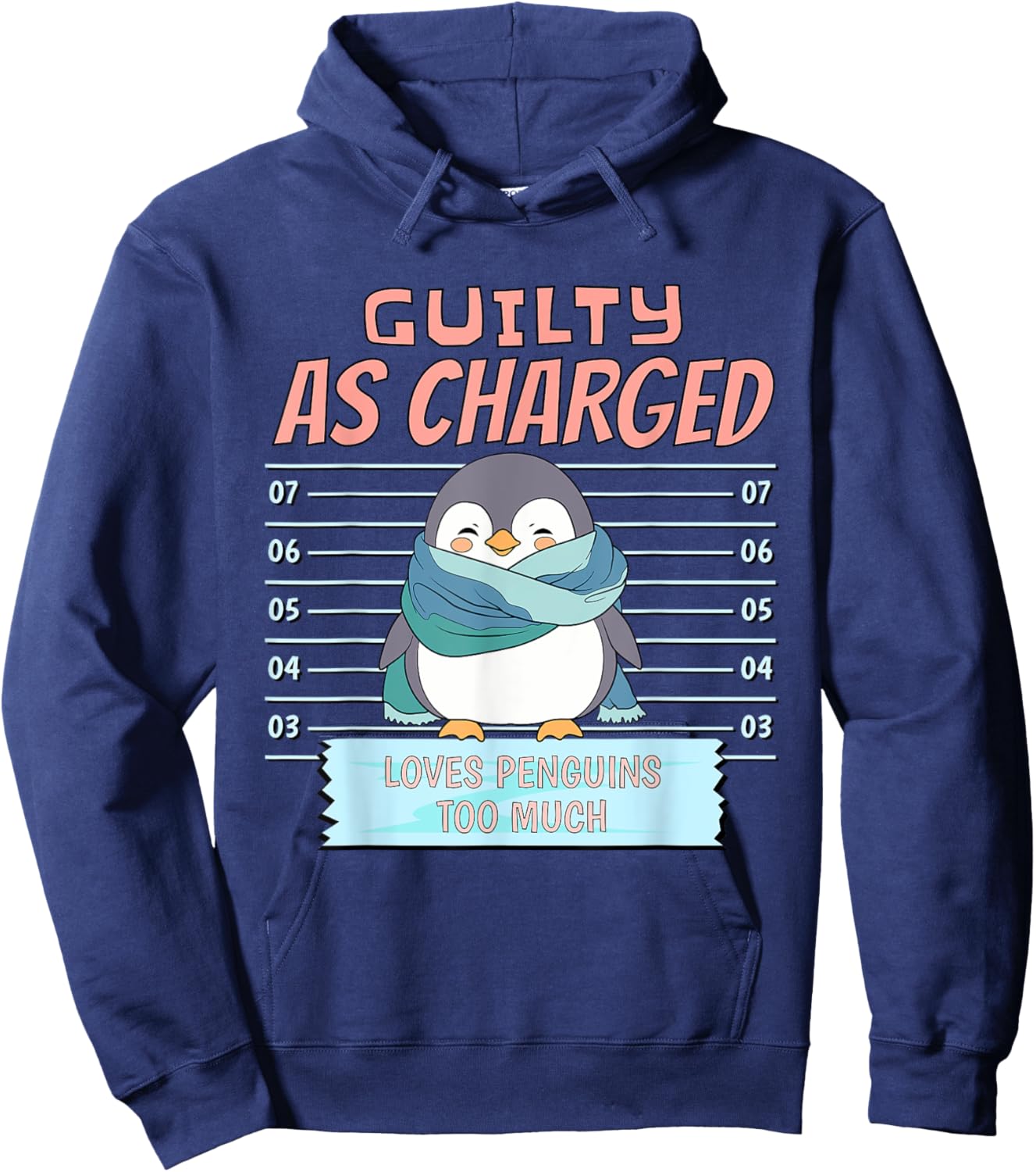 Cute Penguin Wrapped in Cozy Scarf Lover Arctic Enthusiasts Hoodie - Hoodie | Navy