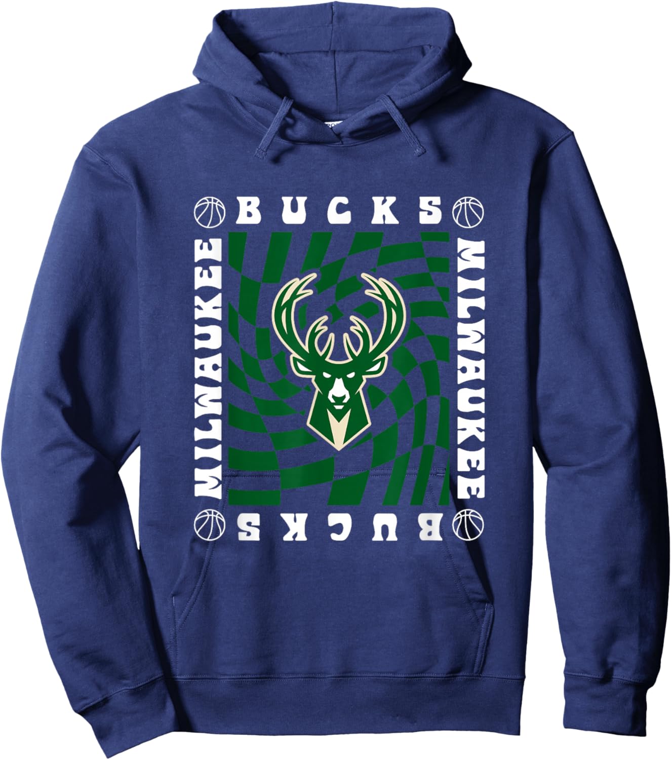 NBA Milwaukee Bucks Retro Checkerboard Wave Hoodie - Hoodie | Navy