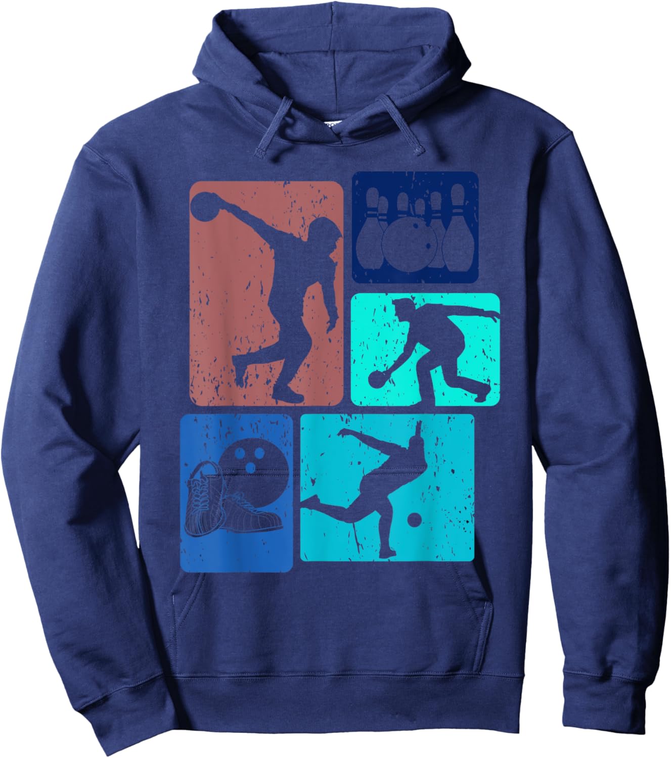 Funny Bowling Player Bowler Vintage Bowl Game Enthusiast Hoodie - Hoodie | Navy
