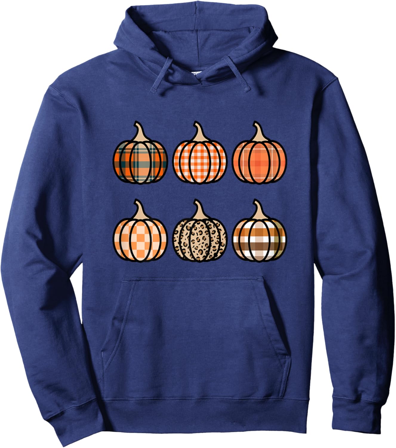 Plaid Pumpkin for Girls Fall 10-12 Teens Pumpkin Patch Hoodie - Hoodie | Navy