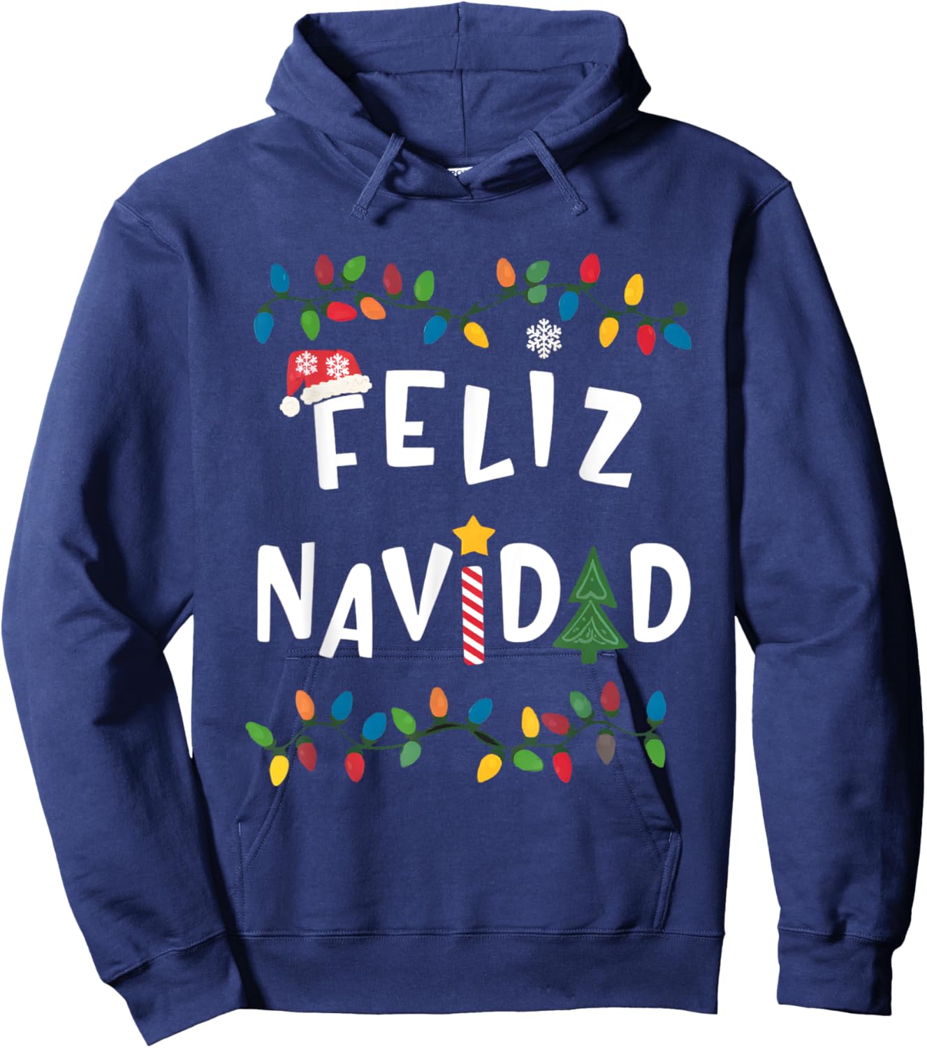 Feliz Navidad Shirt Funny Mexican Christmas in Spanish Xmas Hoodie - Hoodie | Navy