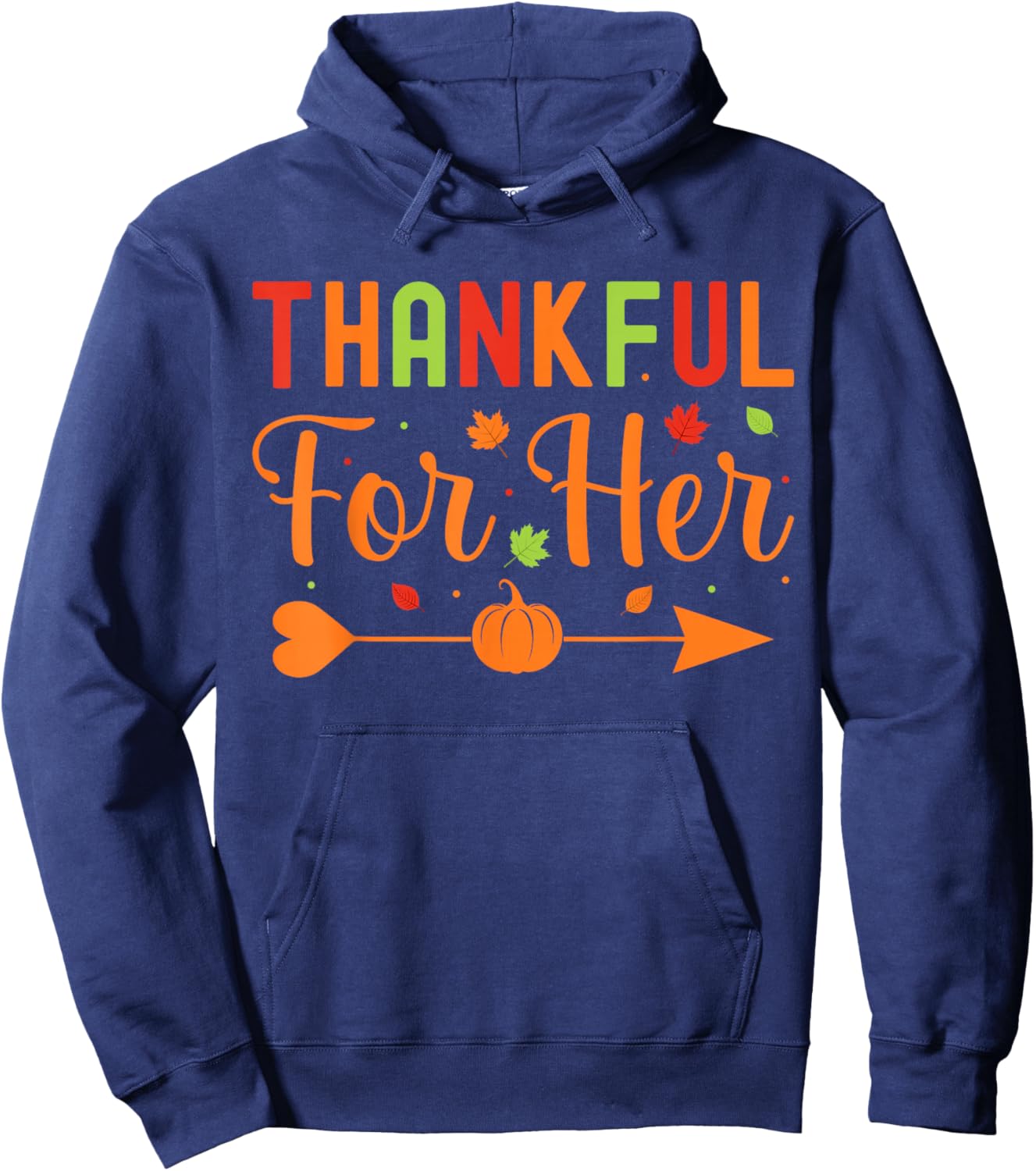 Thankful Couples Fall Matching Couple Thanksgiving Hoodie - Hoodie | Navy