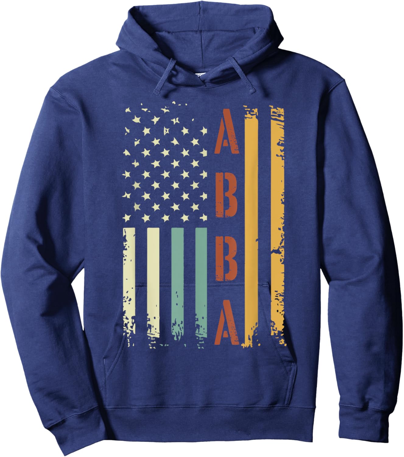 Abba Vintage American Flag Father's Day 4th of July Hoodie - Hoodie | Navy