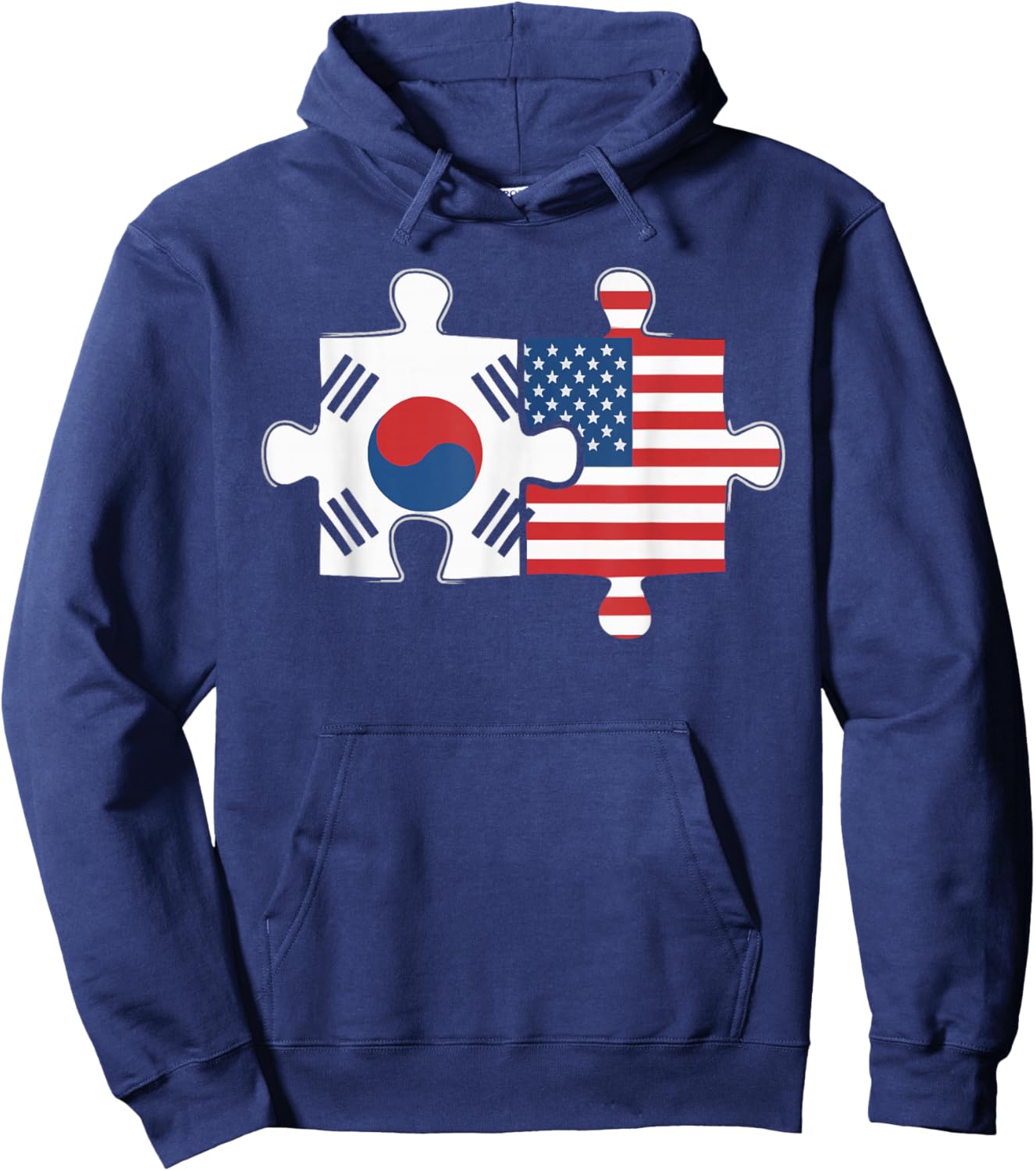 Half American Half Korean USA Flag South Korea America Hoodie - Hoodie | Navy