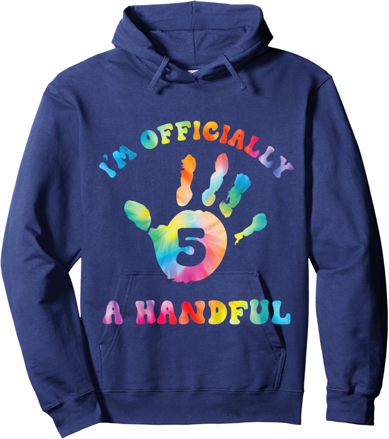 Retro I'm Officially Handful 5th Birthday Boy Girl Turning 5 Hoodie - Hoodie | Navy