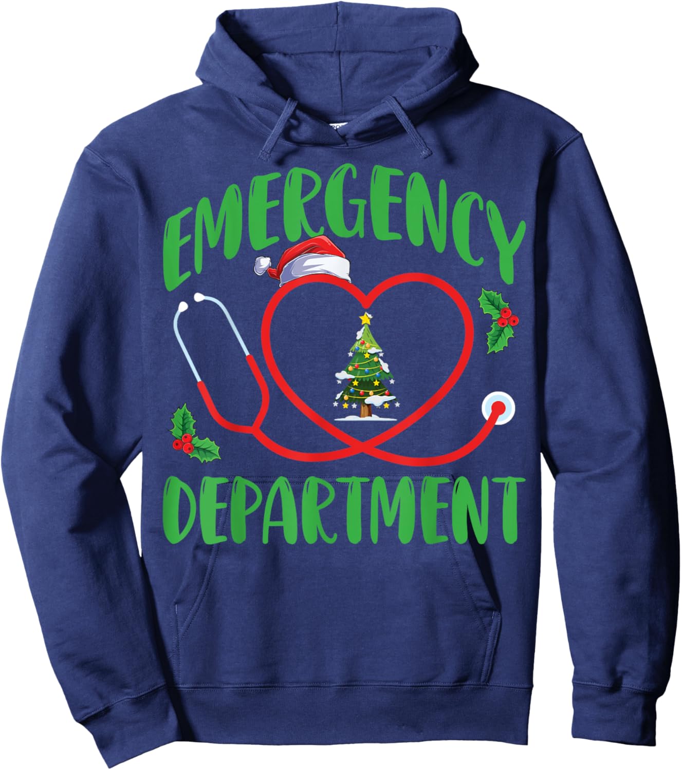 Emergency Department ER Emergency Room Nurse Christmas Hoodie - Hoodie | Navy