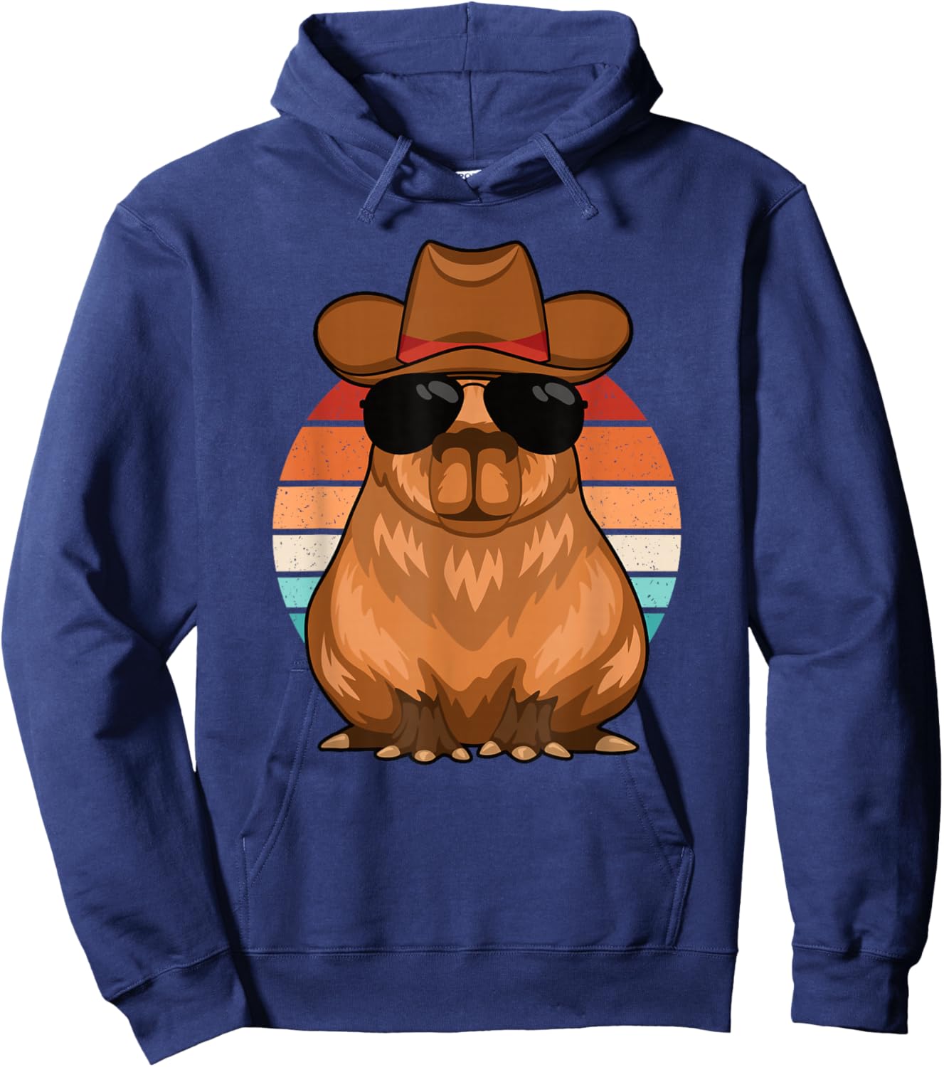 Funny Cowboy Capybara Retro Capybara Lover Men Boys Kids Hoodie - Hoodie | Navy