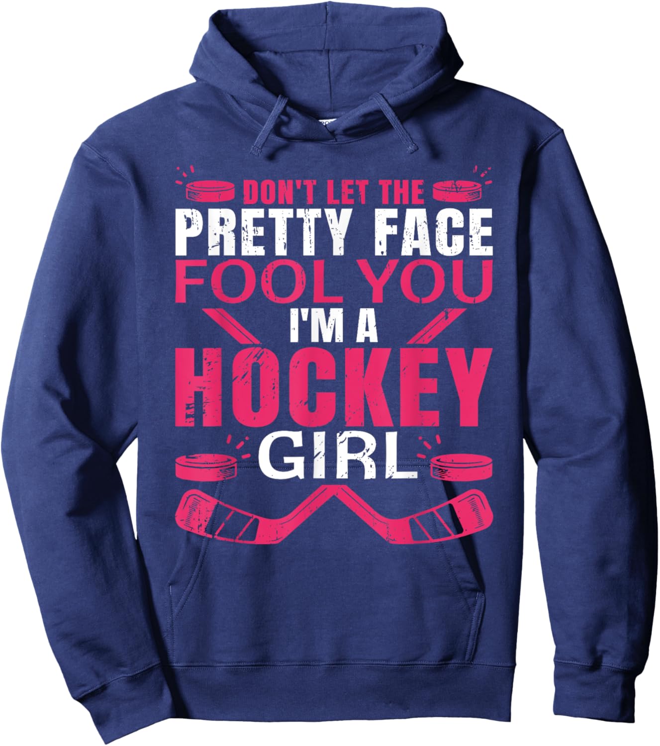 Funny Ice Hockey Design For Girls Women Ice Hockey Player Hoodie - Hoodie | Navy