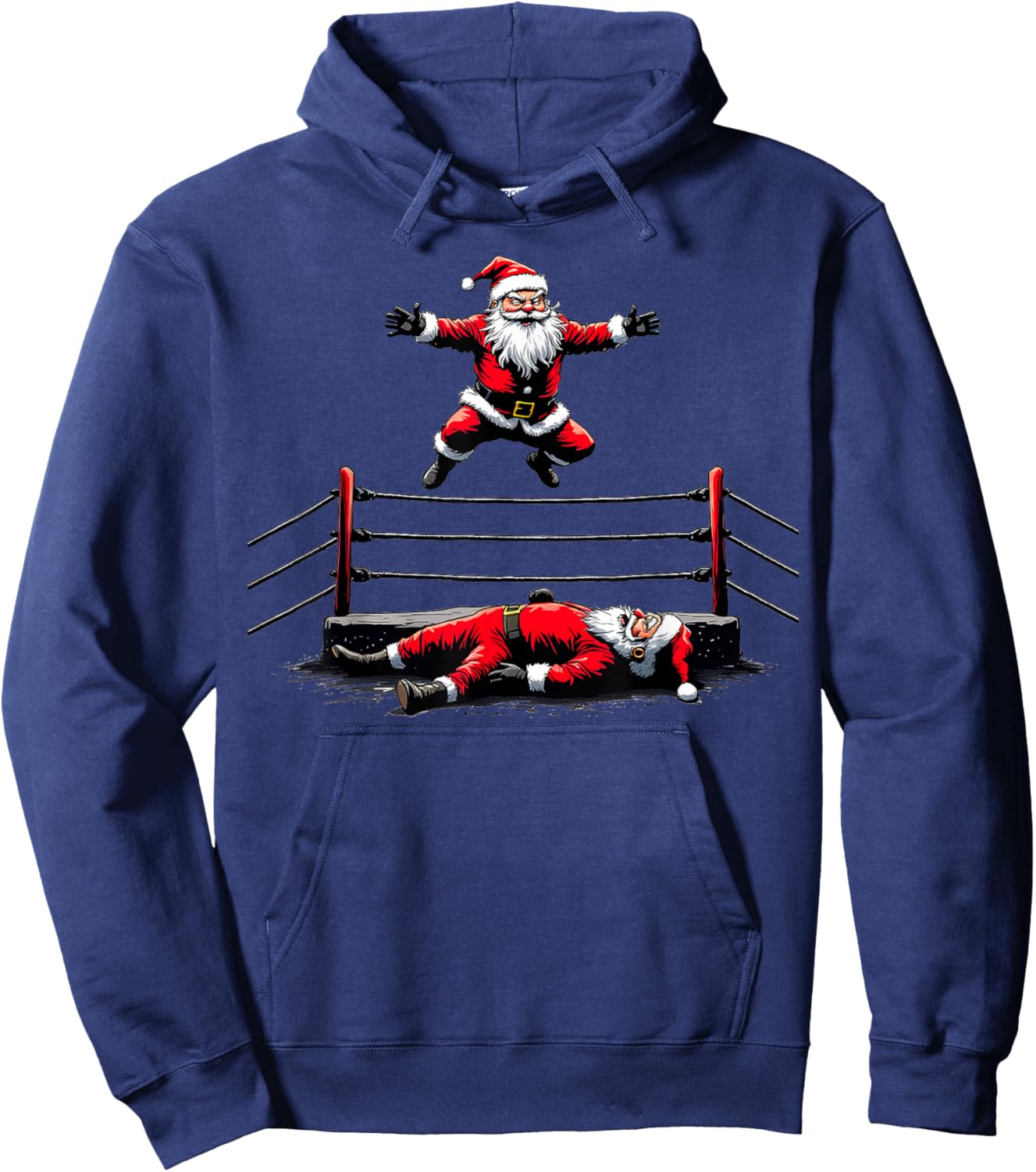 Funny Christmas Santa Claus Graphic Wrestling Wrestler Hoodie - Hoodie | Navy
