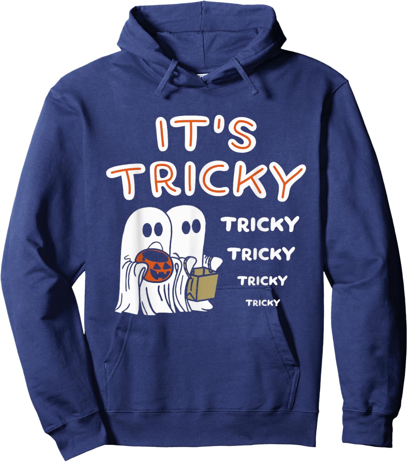 Funny Retro Ghosts Its Tricky Tricky Tricky Spooky Halloween Hoodie - Hoodie | Navy
