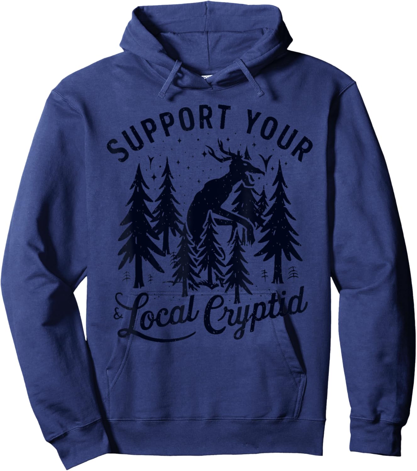 Official Cryptid Research Team Wendigo Hunting Creatures Hoodie - Hoodie | Navy