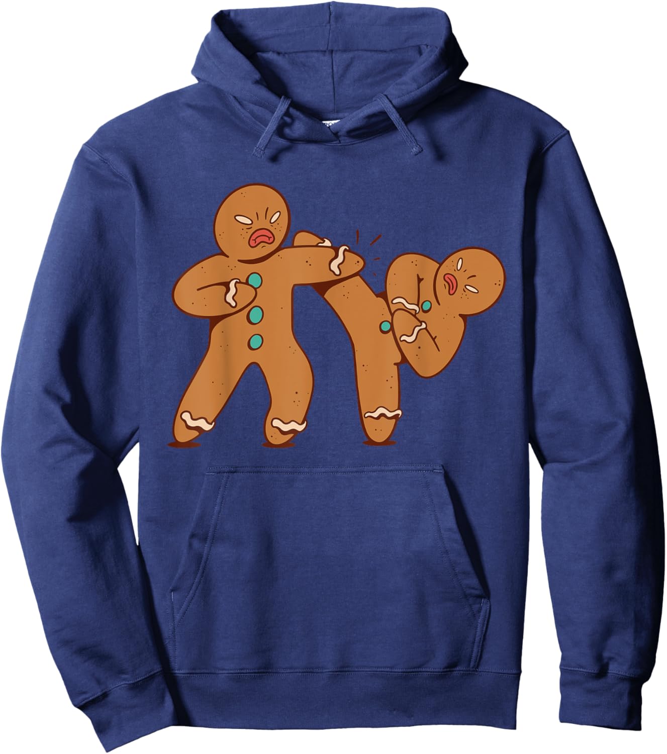 Funny Gingerbread Man Karate Cookie Funny Christmas Hoodie - Hoodie | Navy