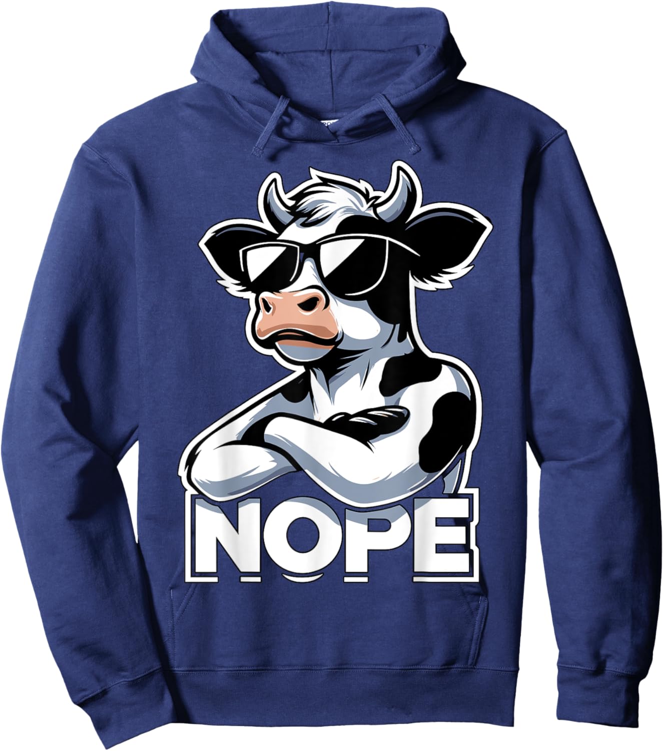 Nope Cow with Sunglasses Hoodie - Hoodie | Navy