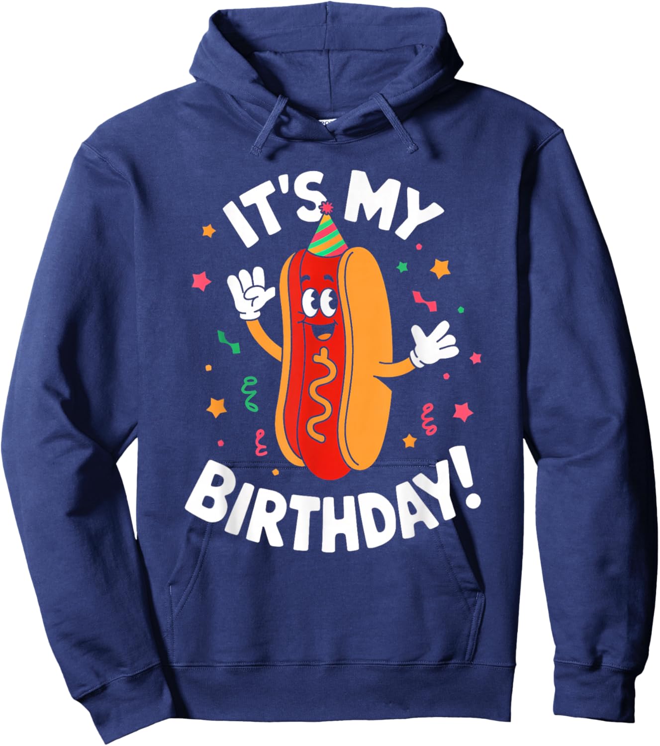 It's My Birthday Hotdog Sandwich Bday Party Boys Girls Kids Hoodie - Hoodie | Navy
