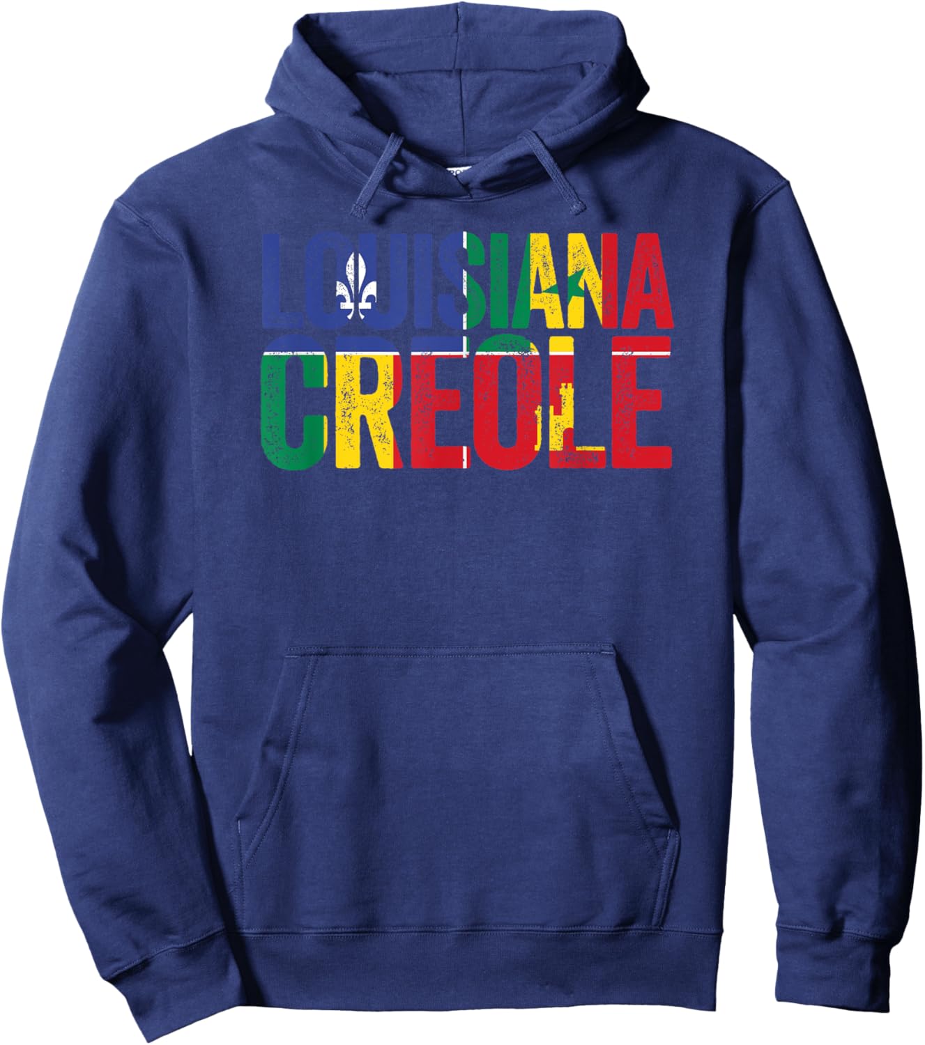 Louisiana Creole Flag Vintage Hoodie - Hoodie | Navy