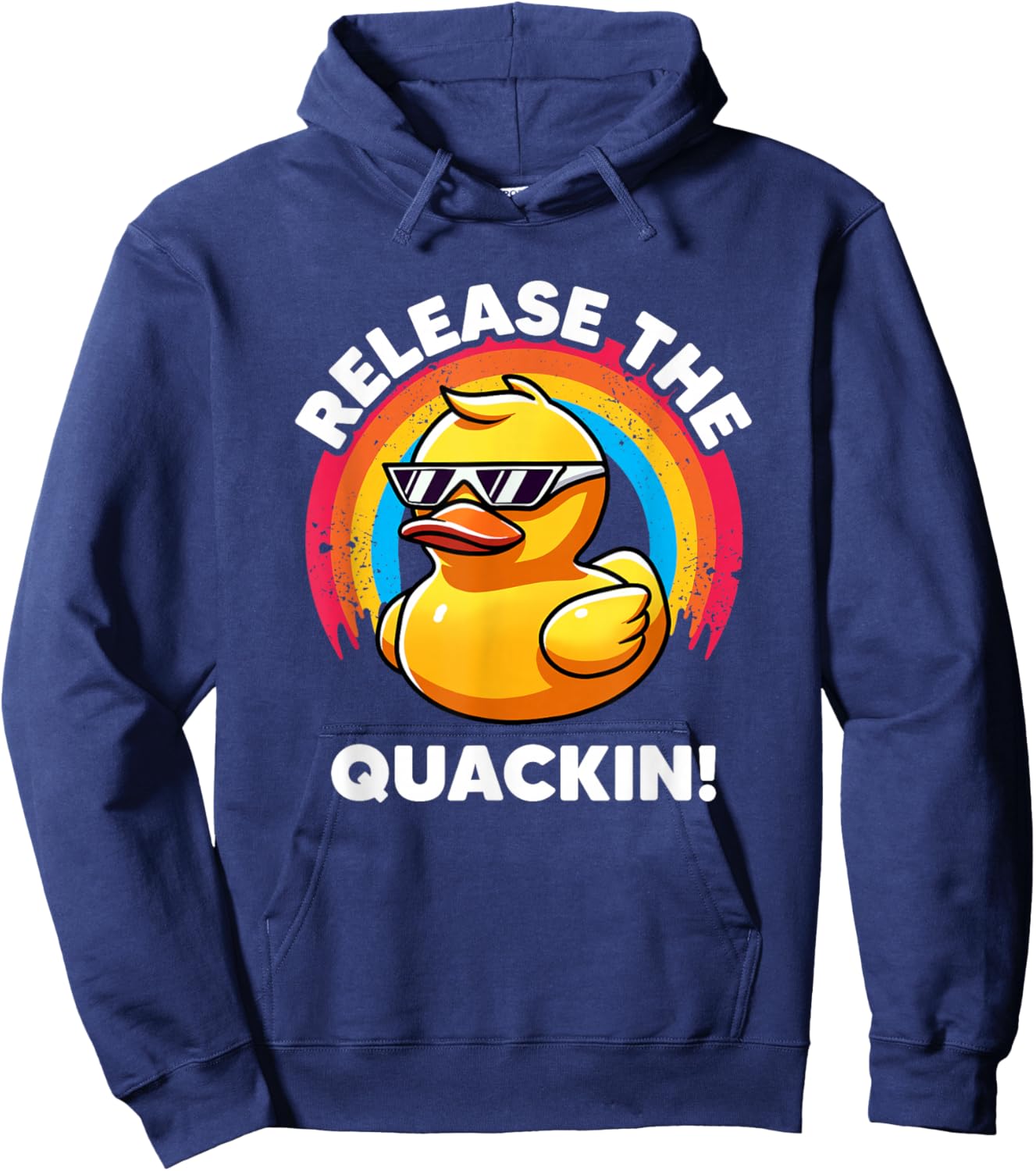 Release The Quackin I Love Duck Lovers Funny Yellow Duck Hoodie - Hoodie | Navy