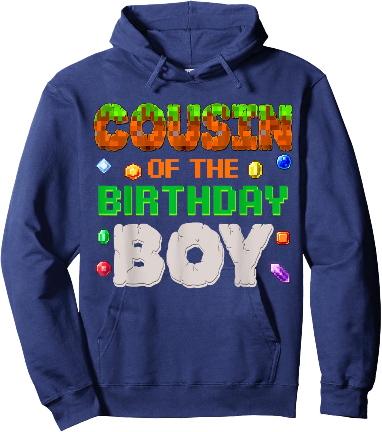 Cousin Of The Birthday Boy Video Gamer Black Boys' Birthday Pixel Number Hoodie - Hoodie | Navy