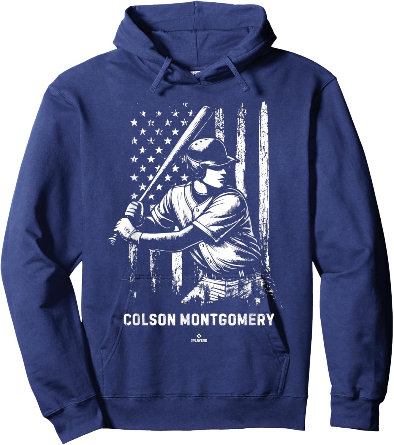 Player Illustration Flag Colson Montgomery Prospect Baseball Hoodie - Hoodie | Navy