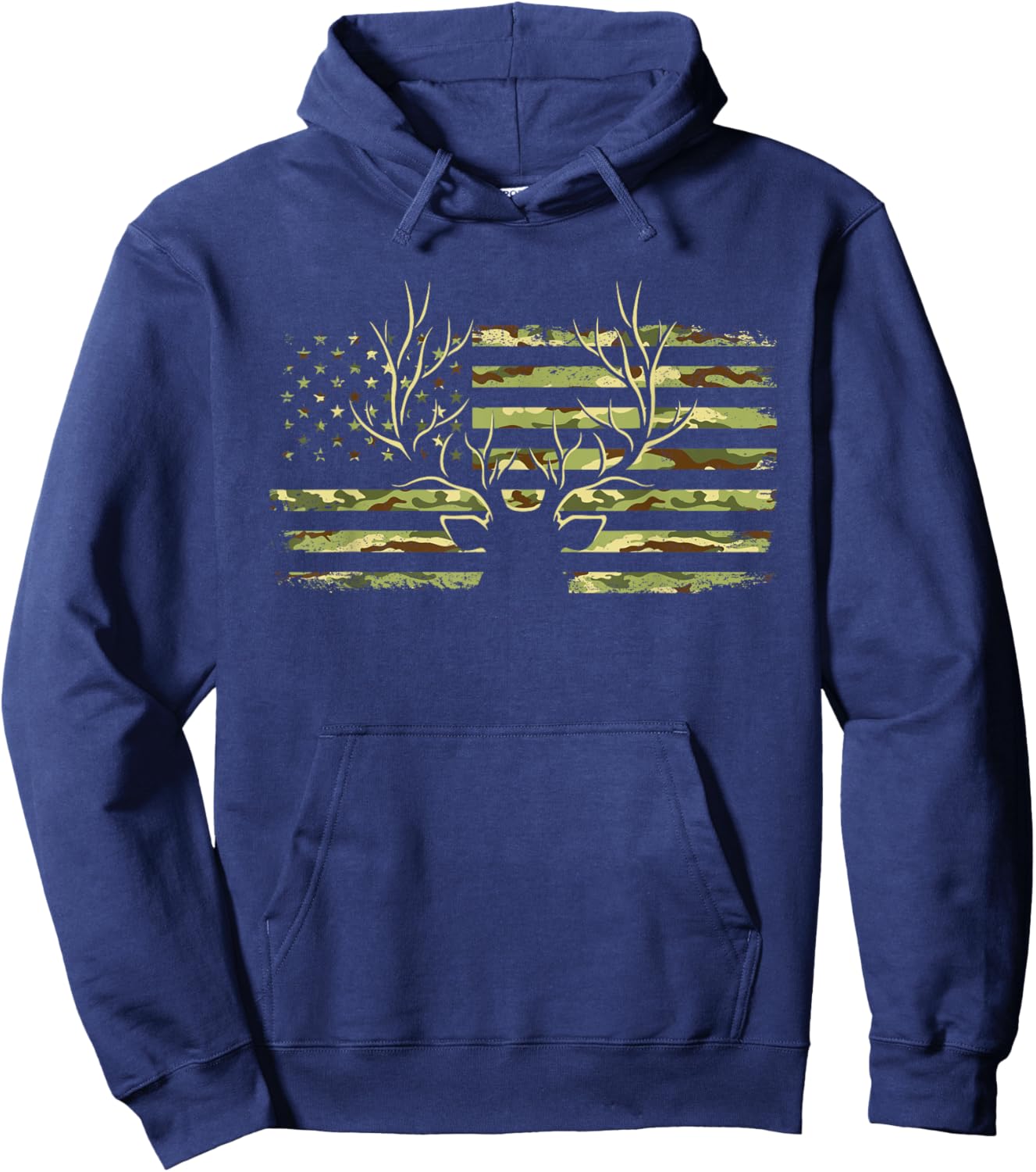 Deer Camo USA Flag Buck Elk Hunting American Hunt Lover Hoodie - Hoodie | Navy