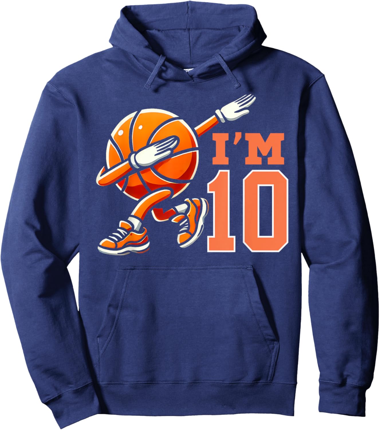 I'm 10 Years Old Basketball Birthday 10th Bday Celebration Hoodie - Hoodie | Navy