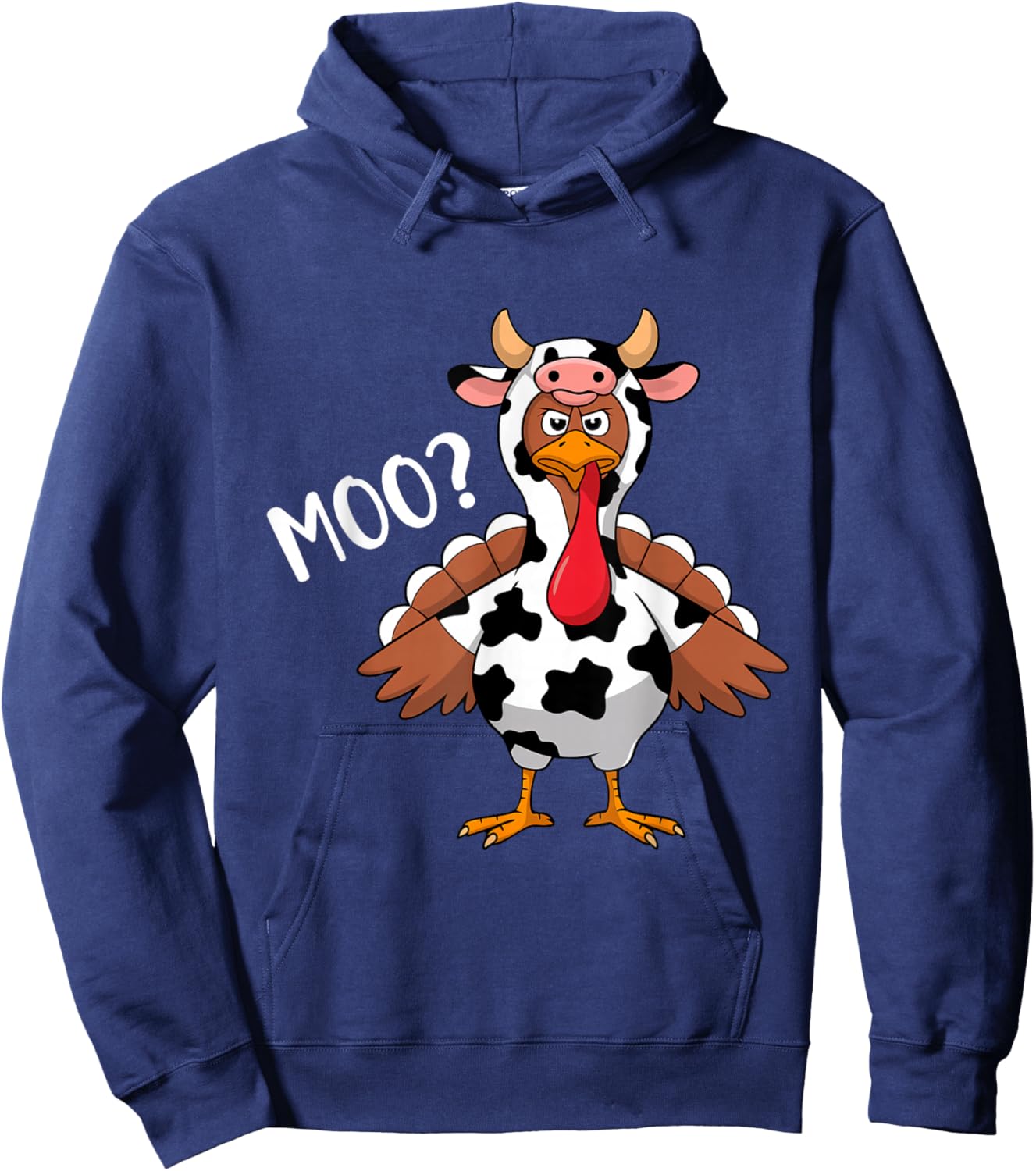 Turkey Moo Funny Thanksgiving Men Women Hoodie - Hoodie | Navy