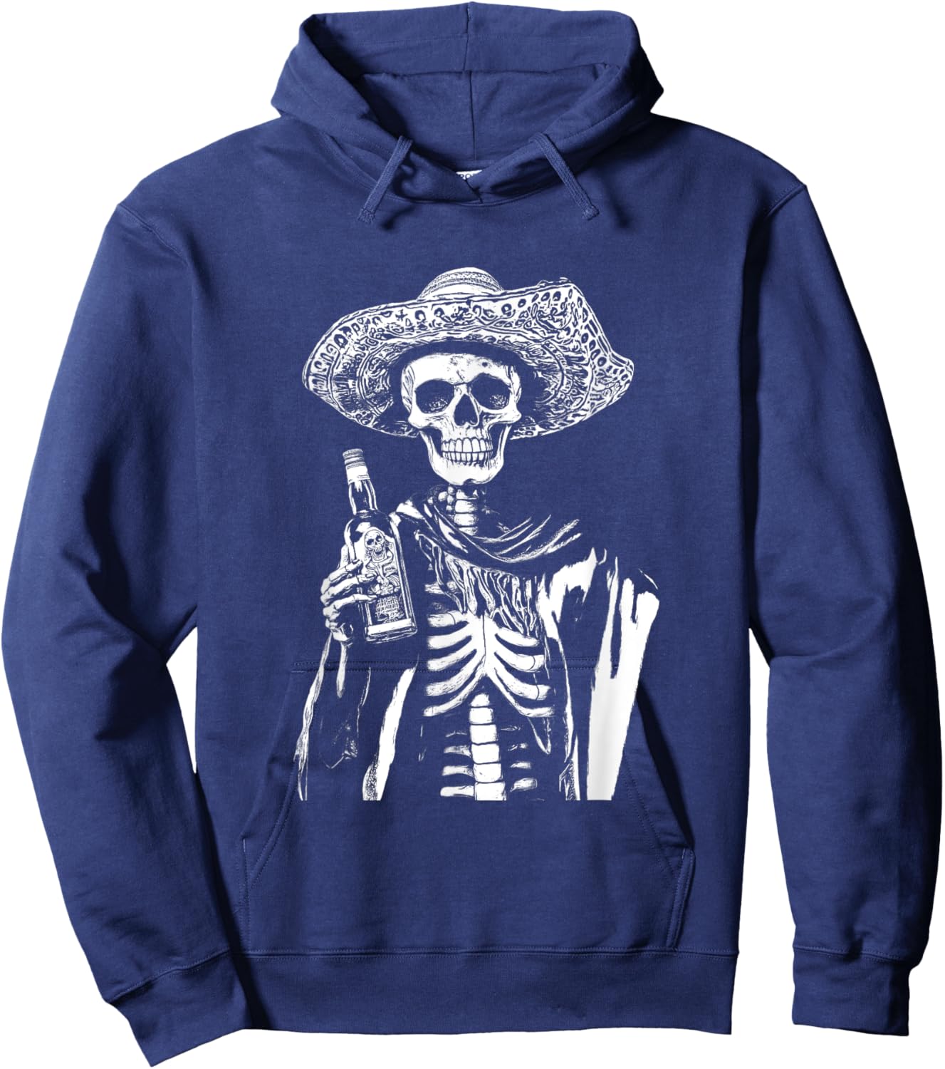 Vintage Skeleton Tequila Mexico Dia De Los Muertos Mexican Hoodie - Hoodie | Navy